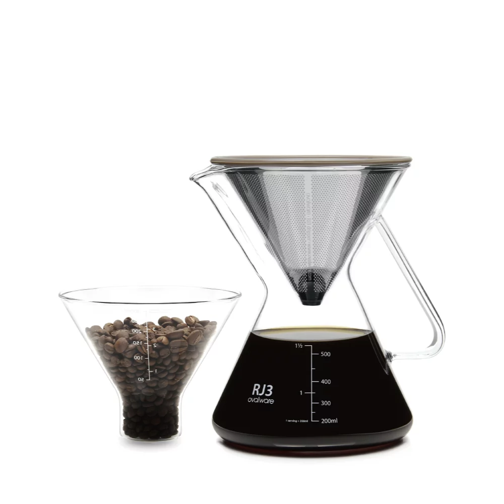 Pour-over Coffee Maker 17oz/0.5L Stainless-Steel Filter Clear Precision Measuring Cup & Carafe