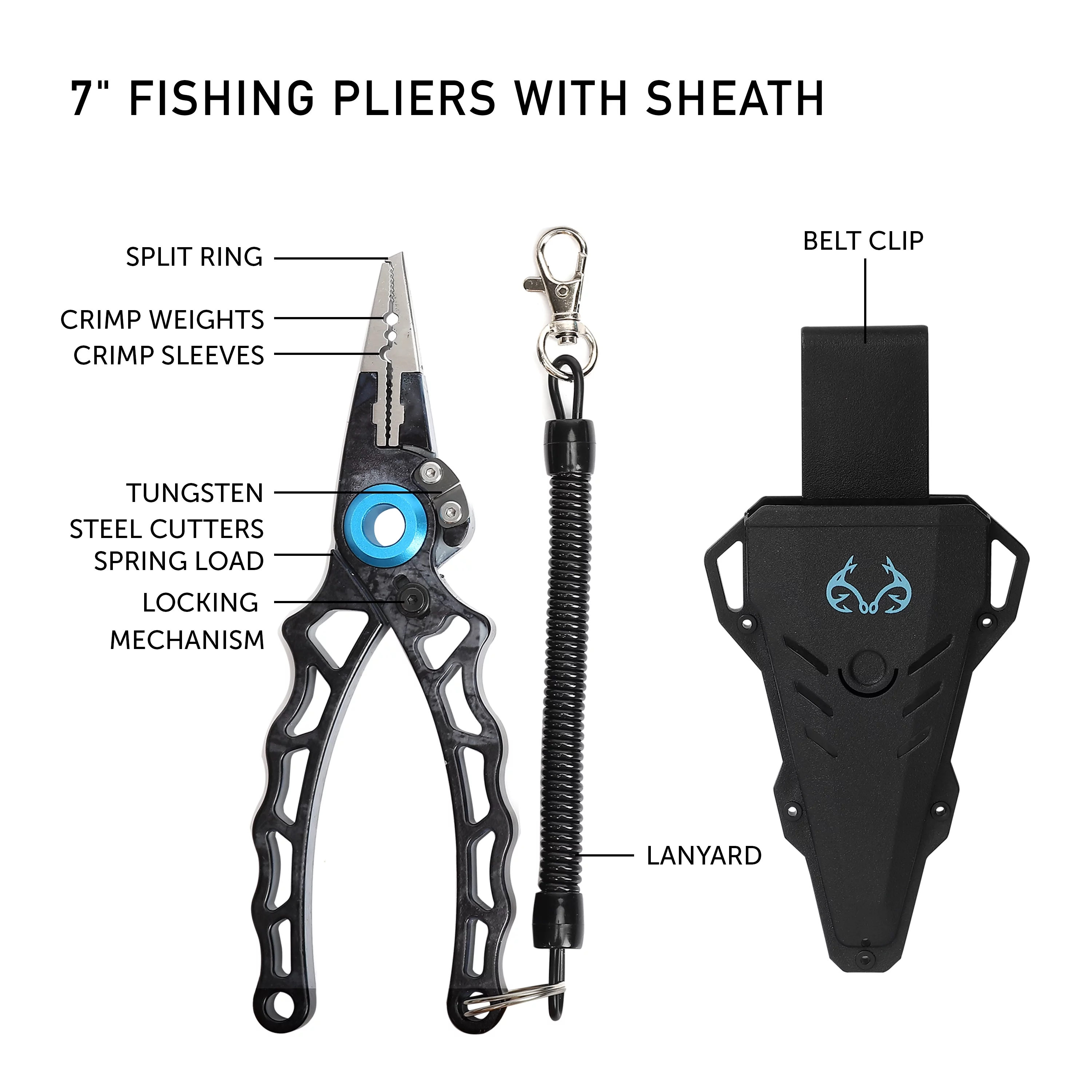 Realtree 9 Pieces Angler Combo Fishing Pliers and Tools Kit