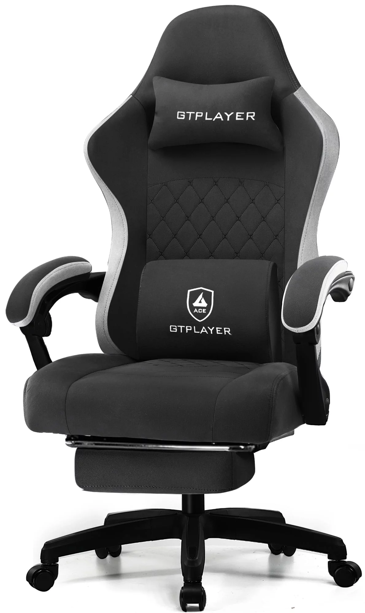 GTPLAYER Pocket Spring Cushion Gaming Chair with Footrest&&Linkage Armrests Ergonomic Office Chair, Lightblue