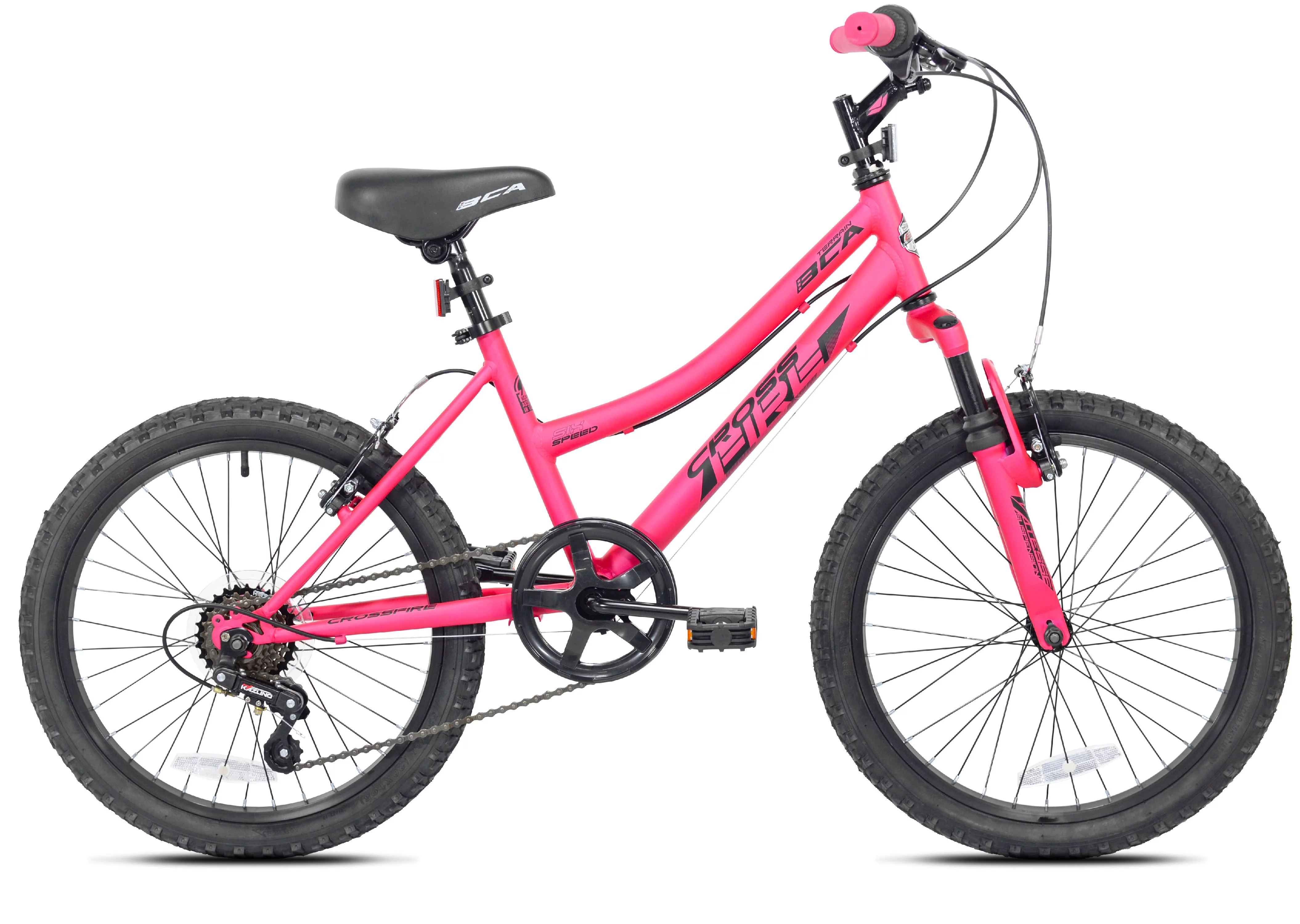 BCA 20″ Crossfire 6-Speed Girl Child Mountain Bike, Pink/Black