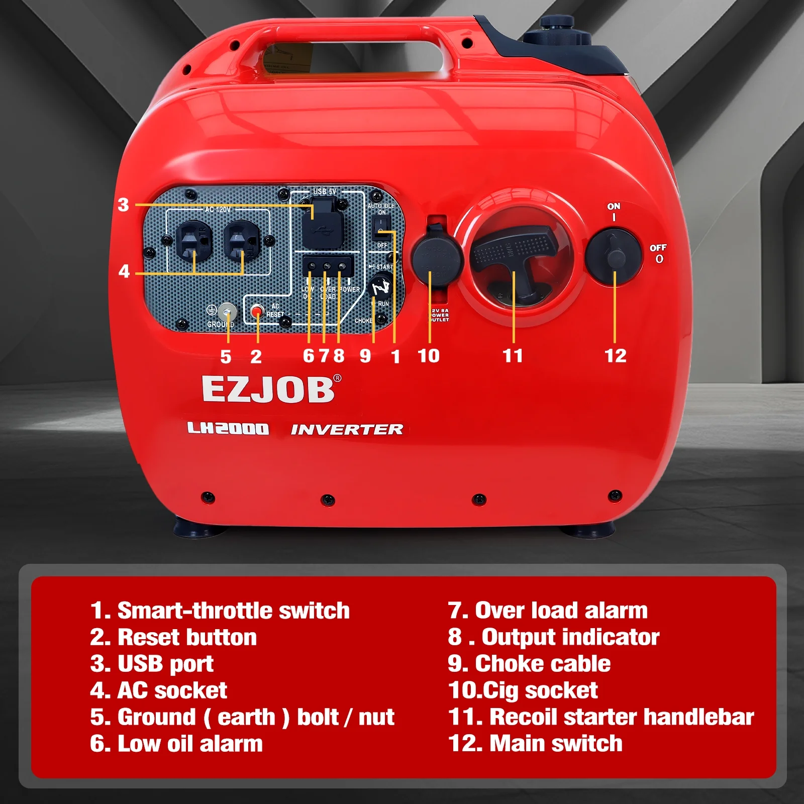 Dayooh 4500W Portable Inverter Gas Generator for Camping or Home Emergency