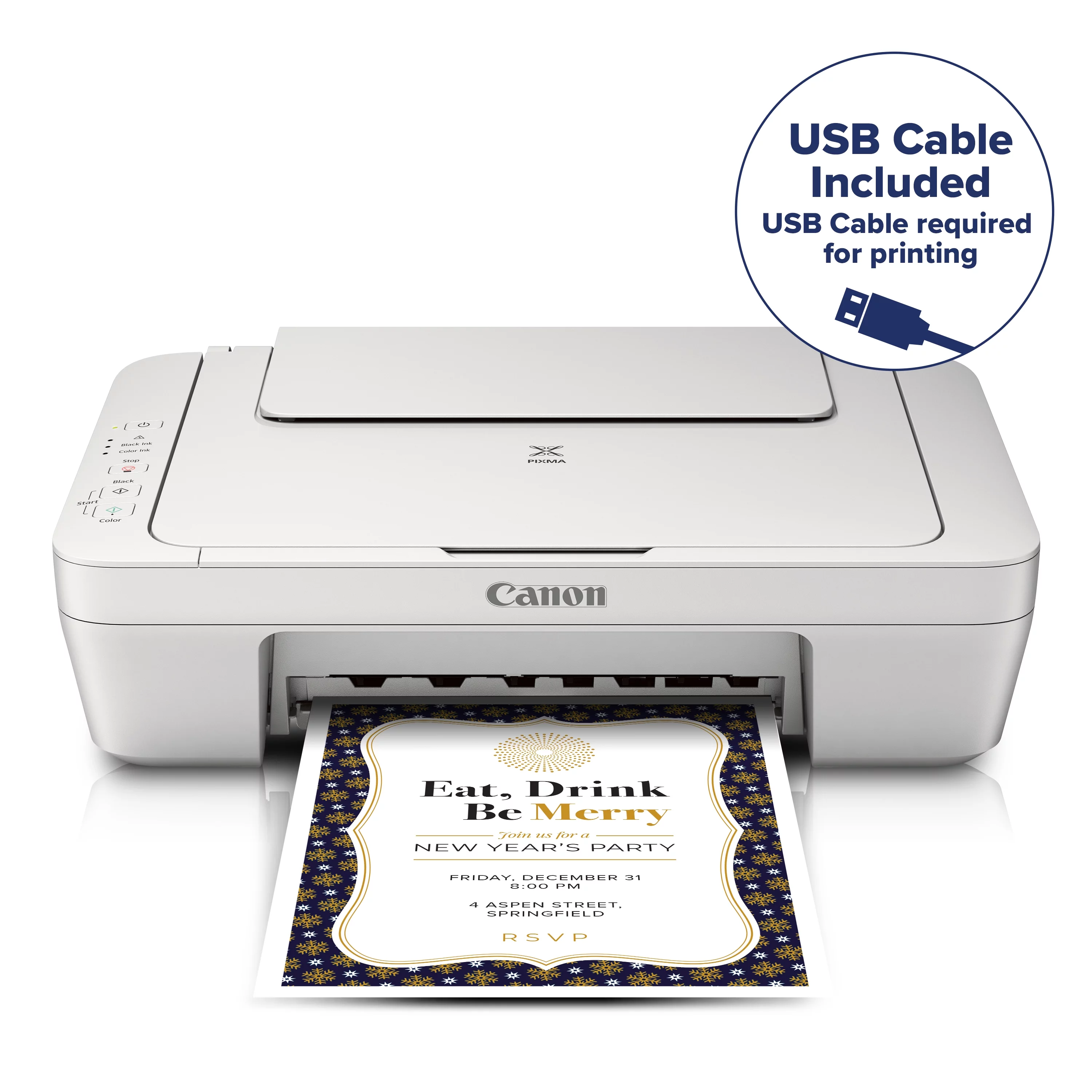 Canon PIXMA MG2522 Wired All-in-One Color Inkjet Printer [USB Cable Included], White