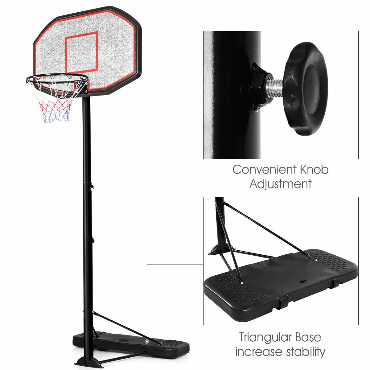 Costway 10ft 43” Backboard In/outdoor Adjustable Height Basketball Hoop System