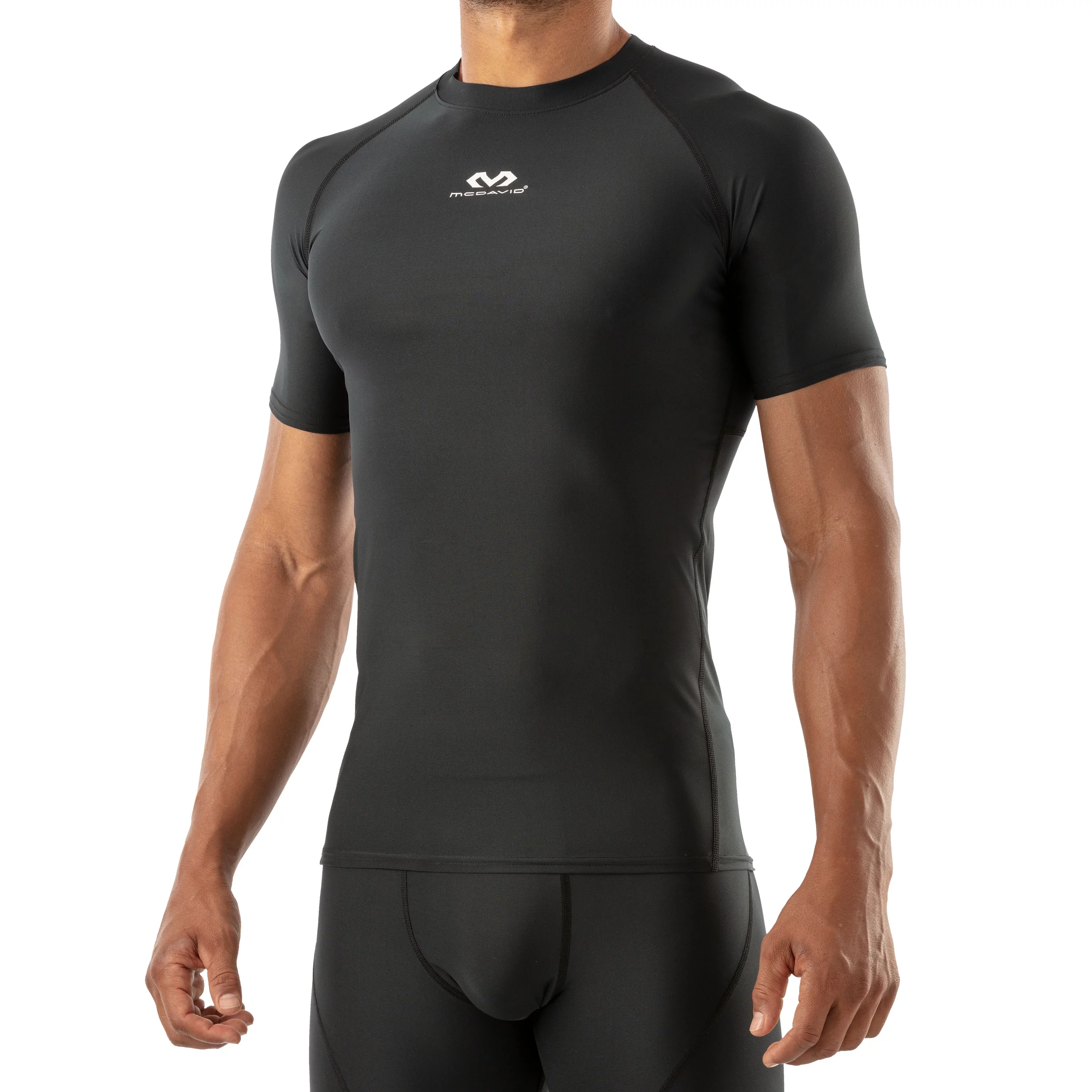 McDavid Sport Compression Shirt With Short Sleeves, Black, Adult Medium