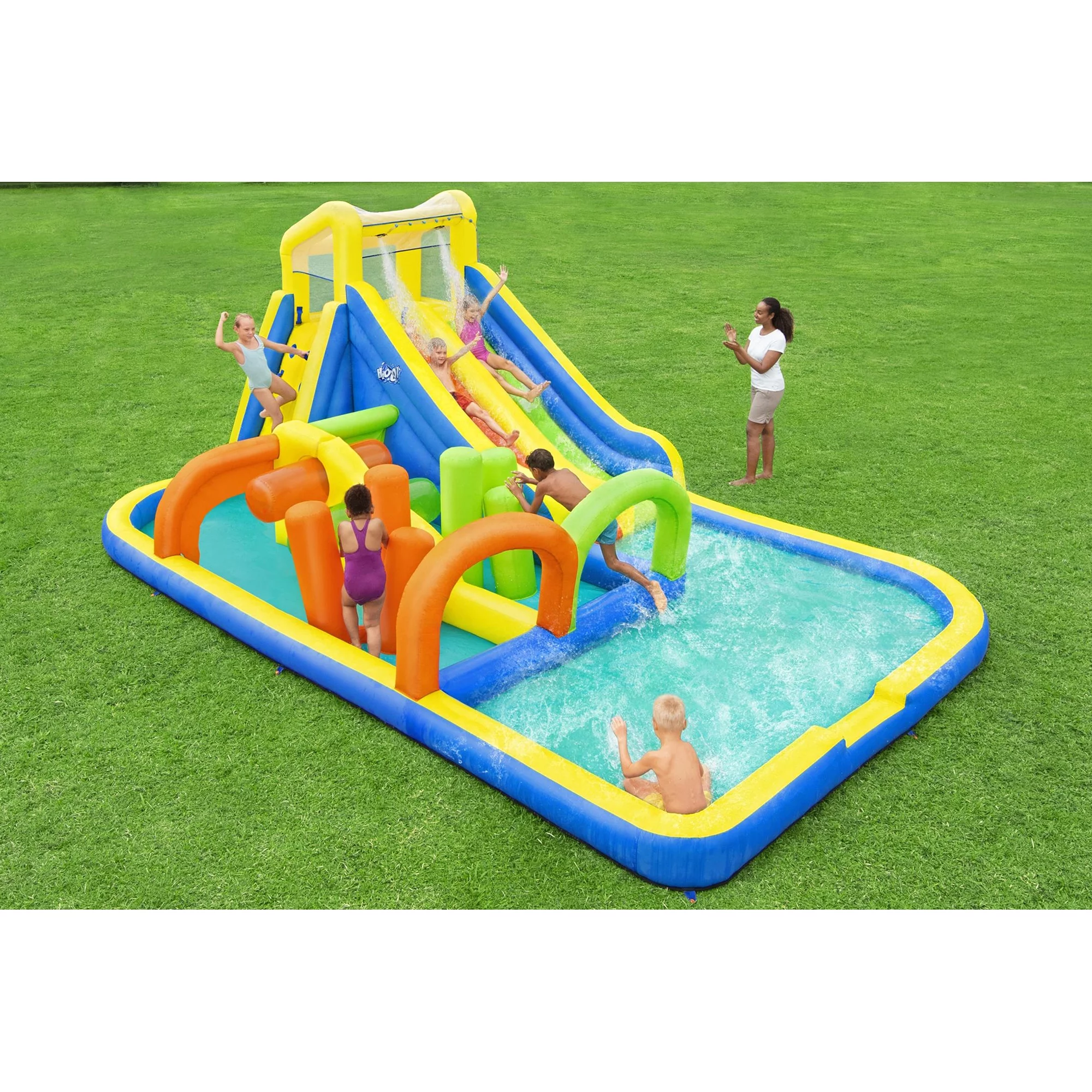 Bestway H2OGO! AquaRace Kids Inflatable Outdoor Water Park with Air Blower