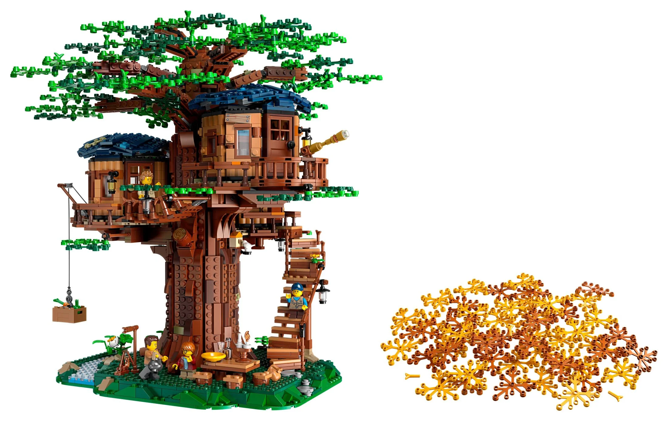 LEGO Ideas Tree House 21318, Model Construction Set for 16 Plus Year Olds with 3 Cabins, Interchangeable Leaves, Minifigures and a Bird Figure