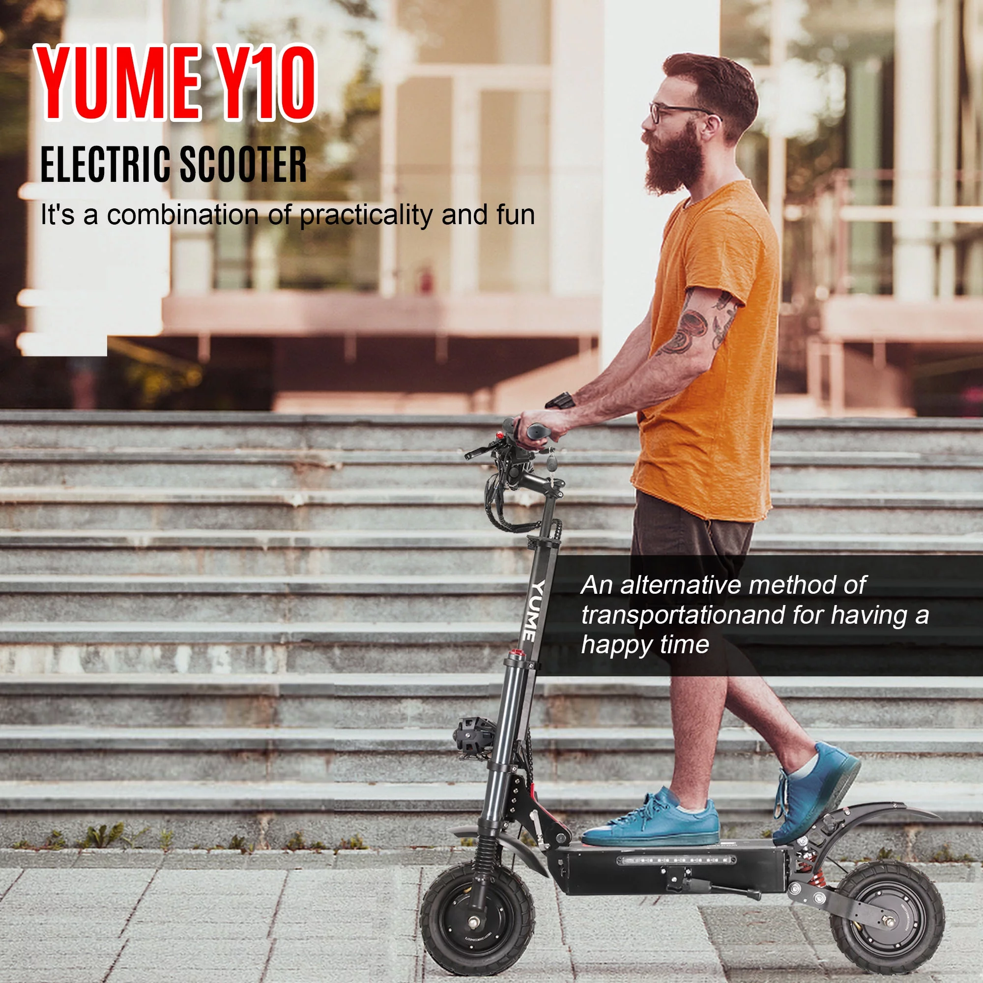 M YUME SCOOTER Y10 Electric Scooter for Adults 2400W Dual Motor, 40 Miles Rang & 40 mph,10” off-road Tire, Dual Brakes