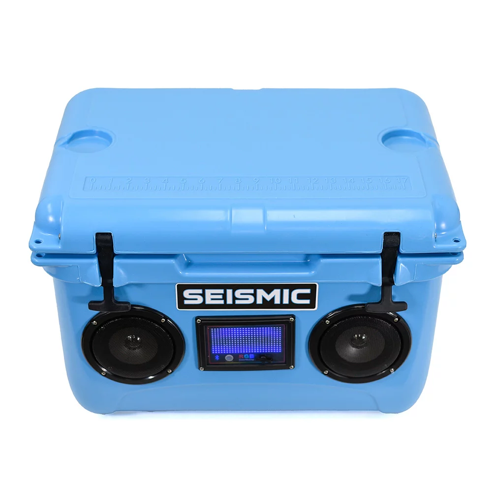 Seismic Audio – SC37WS-Blue – 37 Quart Blue Hard Cooler Box with Built-In Bluetooth Speakers