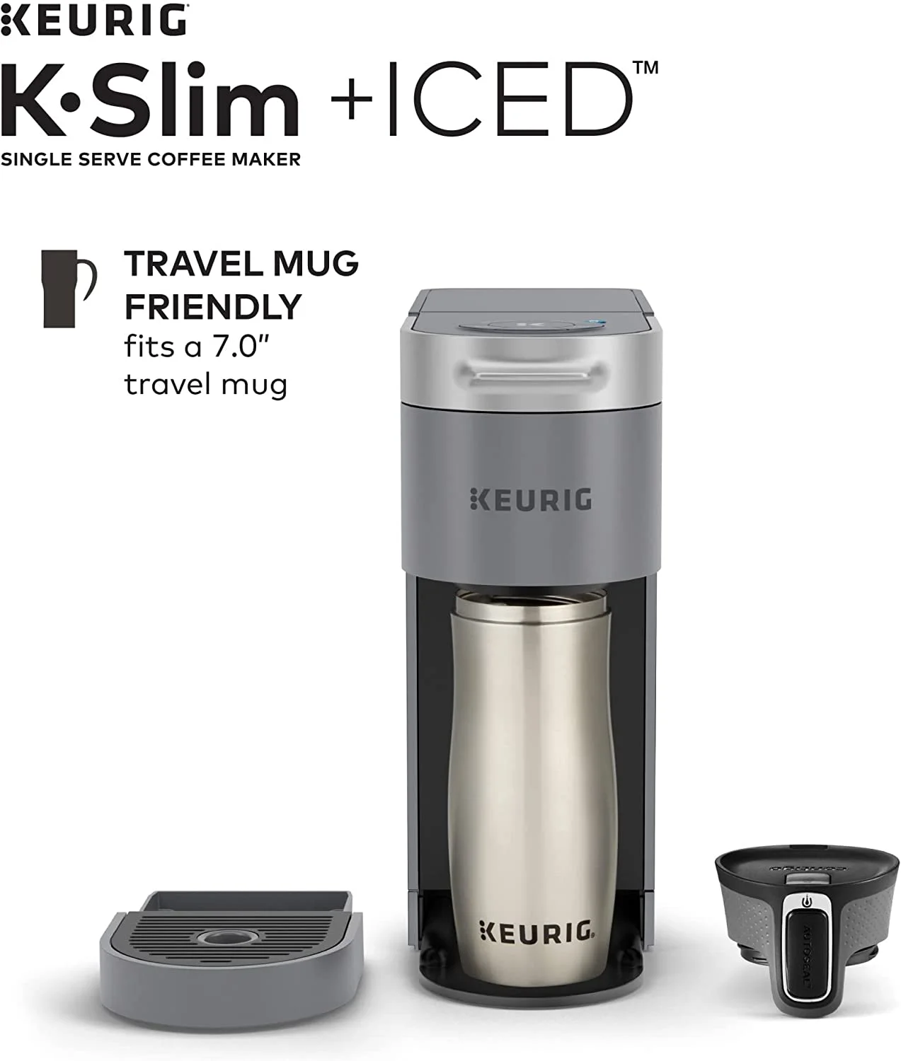 Keurig K-Slim + ICED Single Serve Coffee Maker Brews 8 to 12oz. Cups (Gray)