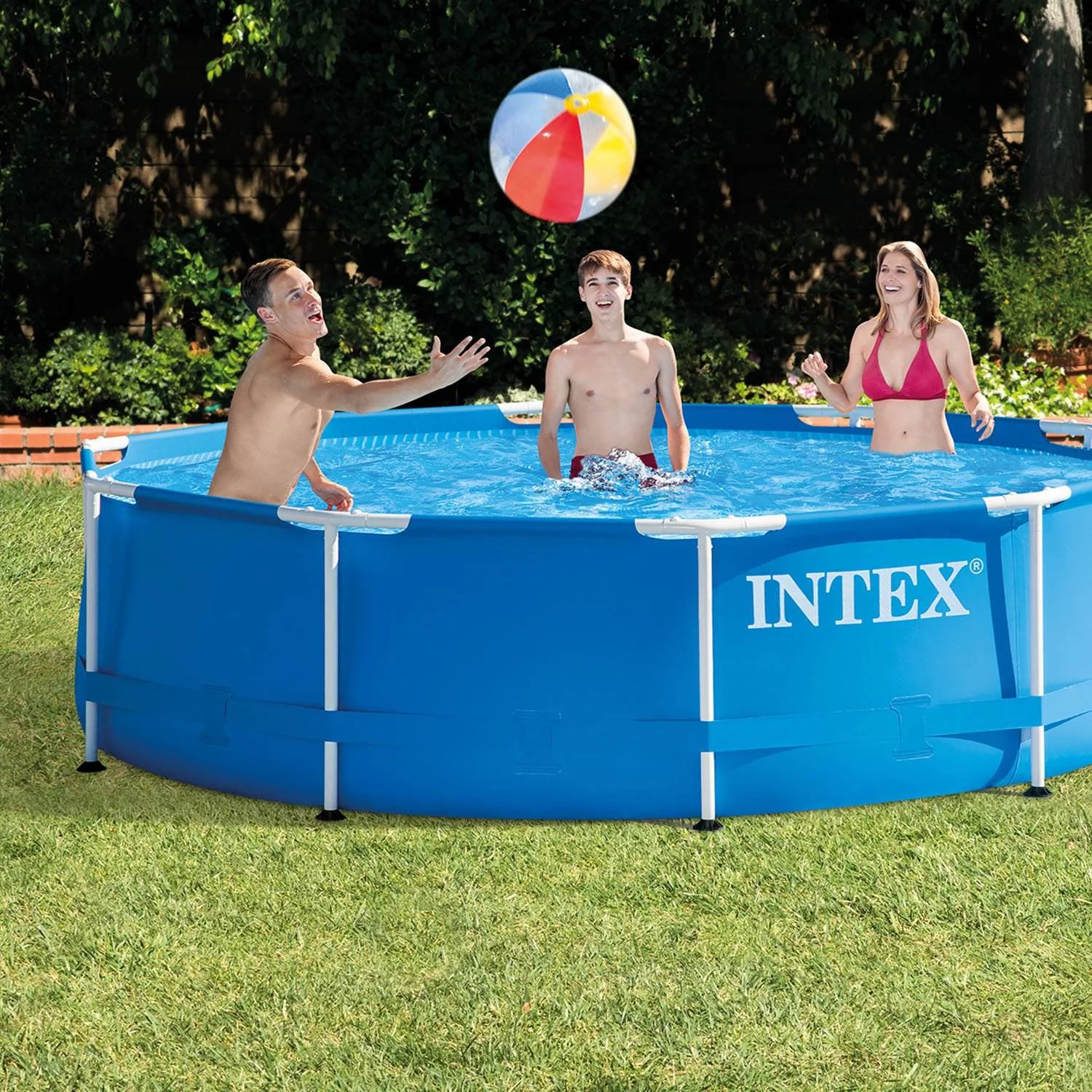 Intex Metal Frame 10′ x 30″ Outdoor Swimming Pool with Filter Pump & Cover Metal frame pools Round