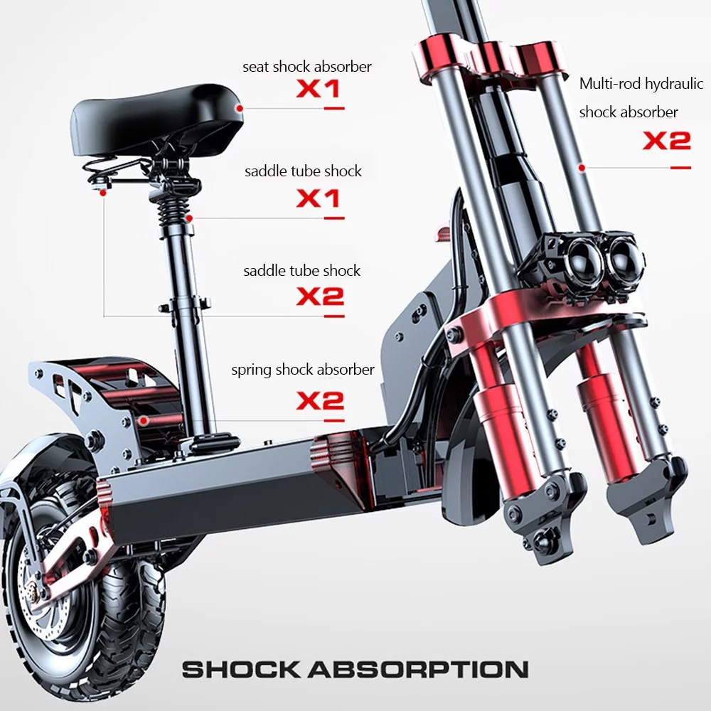 Motor Genic 2000W 21ah off-road alloy electric scooter for adult .With large display screen, constant speed cruise Dual drive 12″ tires