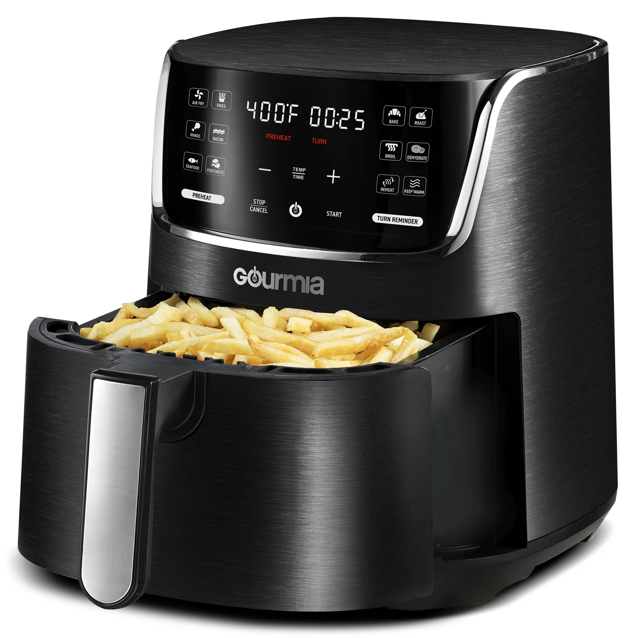 Gourmia 4-Quart Digital Air Fryer with 12 One-Touch Presets, New, GAF414, 12 in High