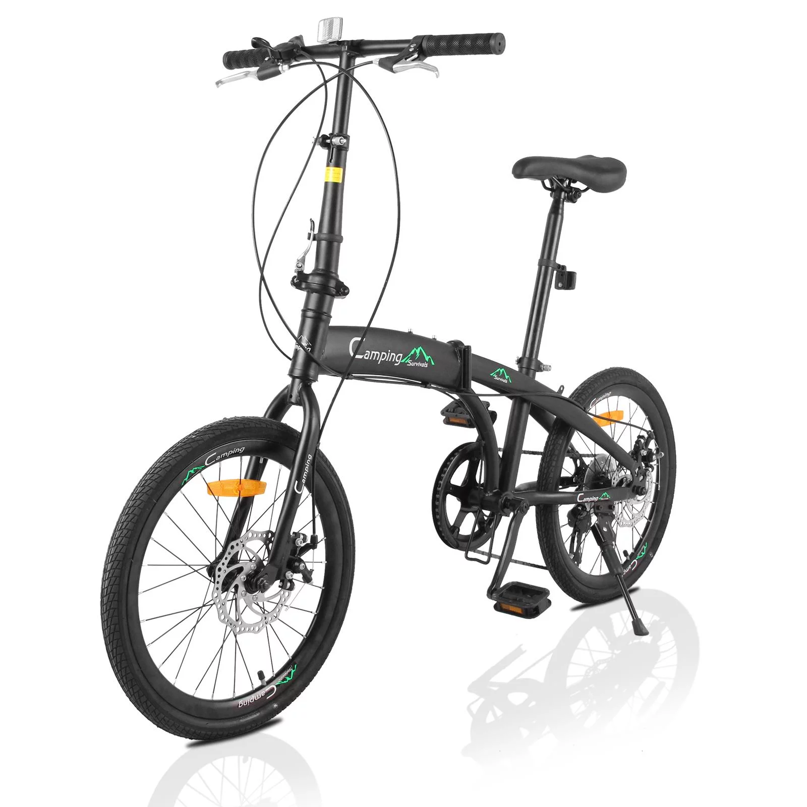 Zimtown 20″ Adult Folding Bike, 7 Speed Shimano Lightweight City Commuter Bicycle, Black