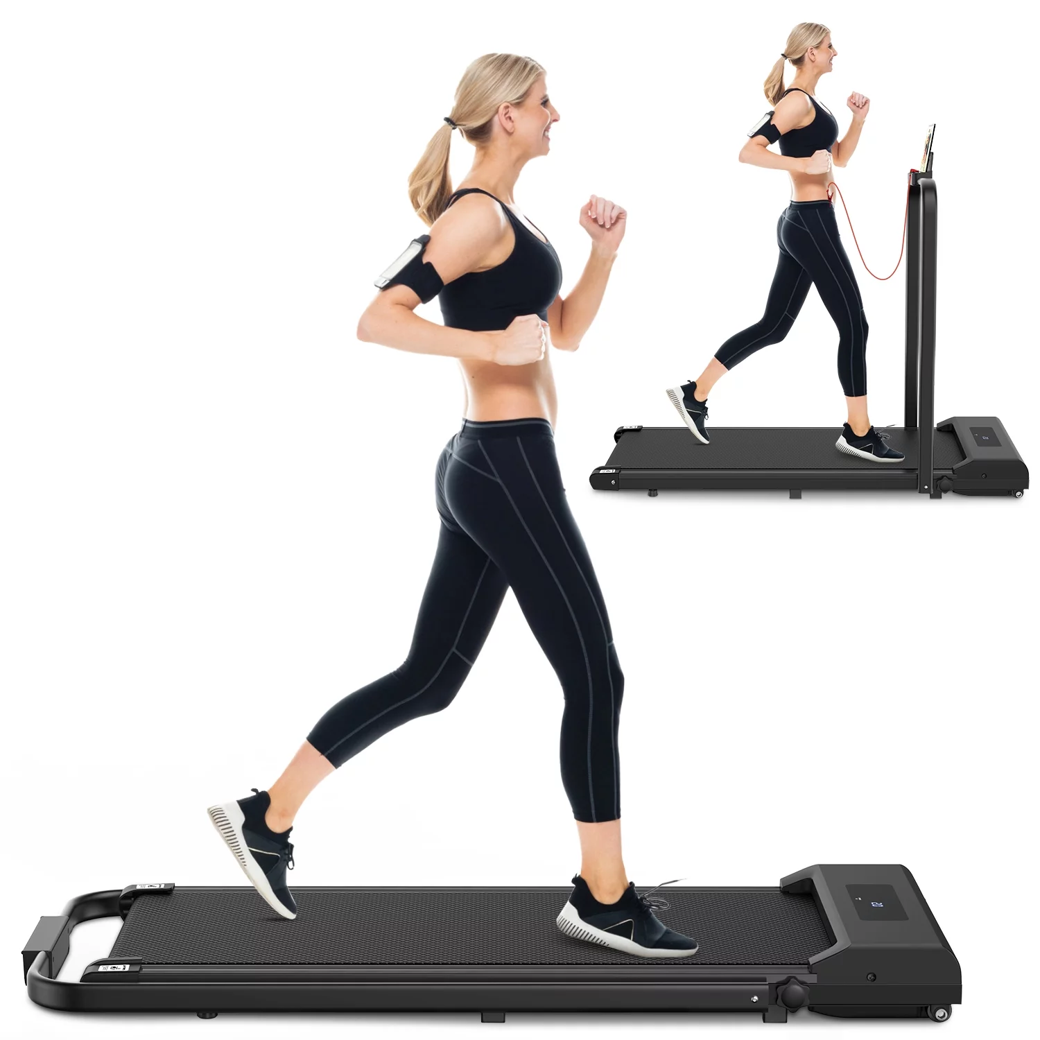 Home Fitness Code Treadmills for Home, Ultra Slim Under Desk Treadmill for Home/Office, No Assembly Required, Black