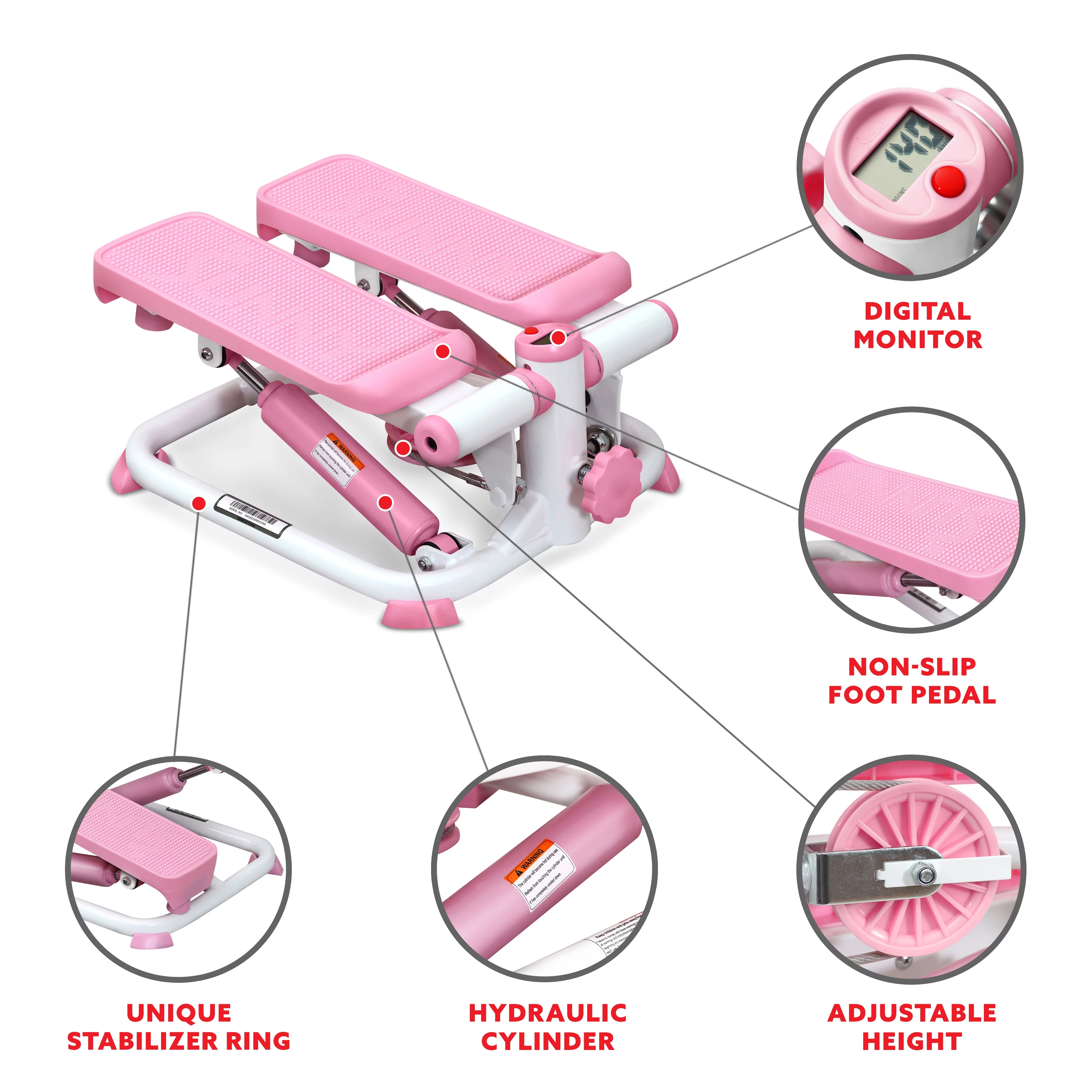 Sunny Health & Fitness Total Body Pink Stepper Machine – P2000