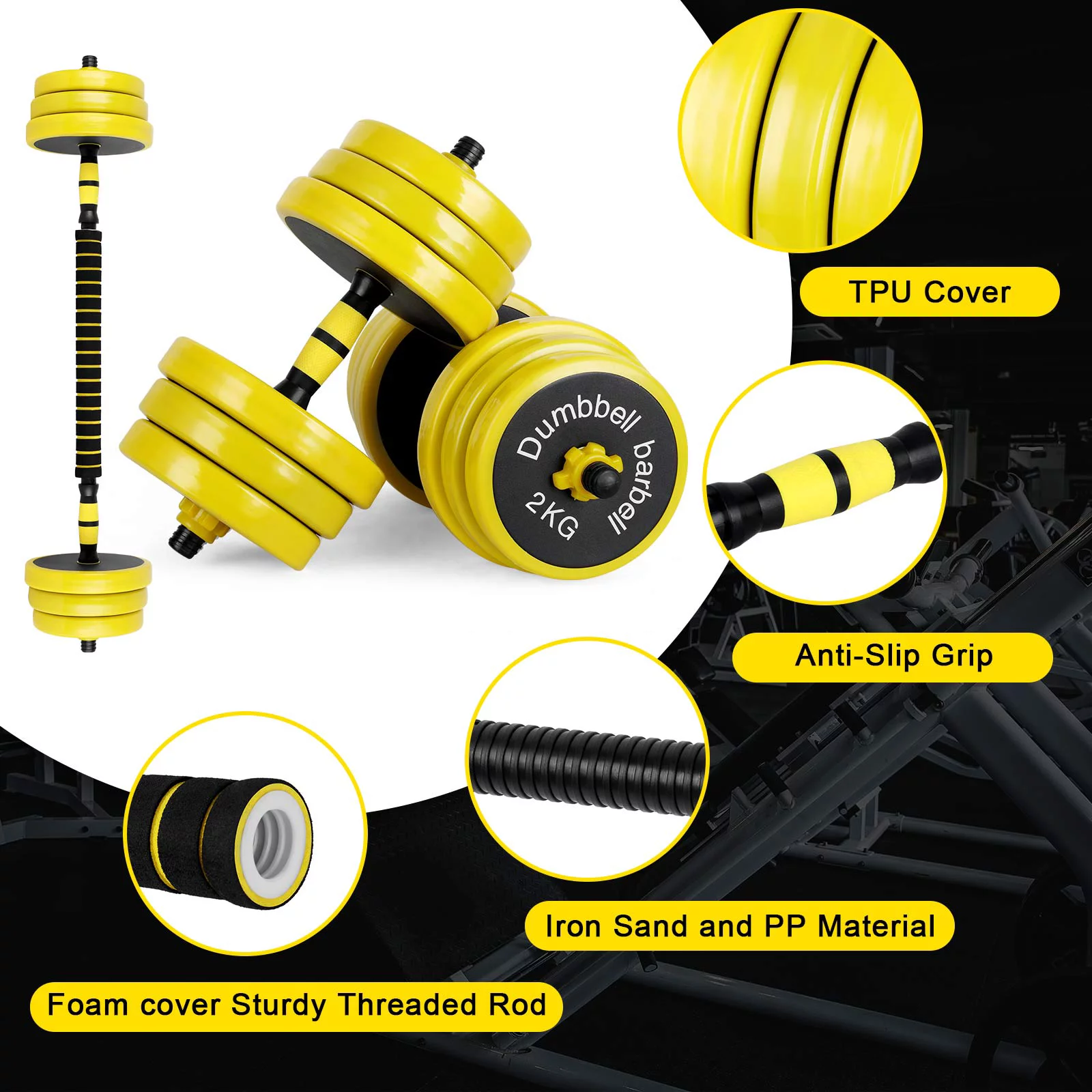 Adjustable Dumbbell Set, Men’s And Women’s Fitness Free Weight Dumbbell Set, 44 Pounds Of Non-Slip Neoprene Hand