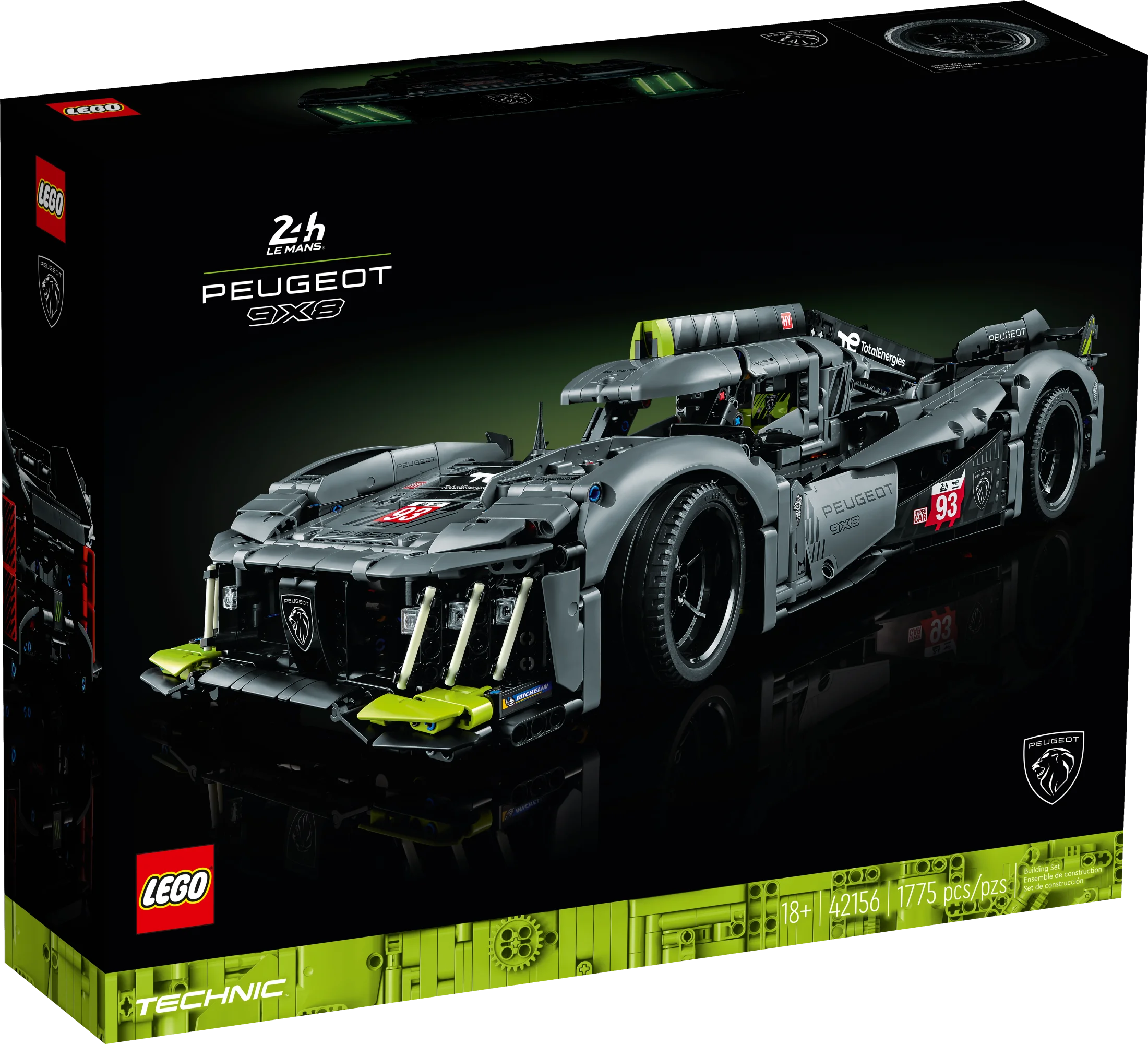 LEGO Technic PEUGEOT 9X8 24H Le Mans Hybrid Hypercar 42156 Collectible Race Car Building Kit for Adults and Teens