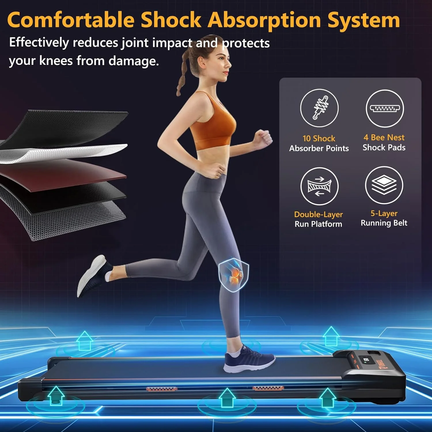 AMZFUN Under Desk Treadmill, Walking Pad 2 in 1 for Walking and Jogging (Black)