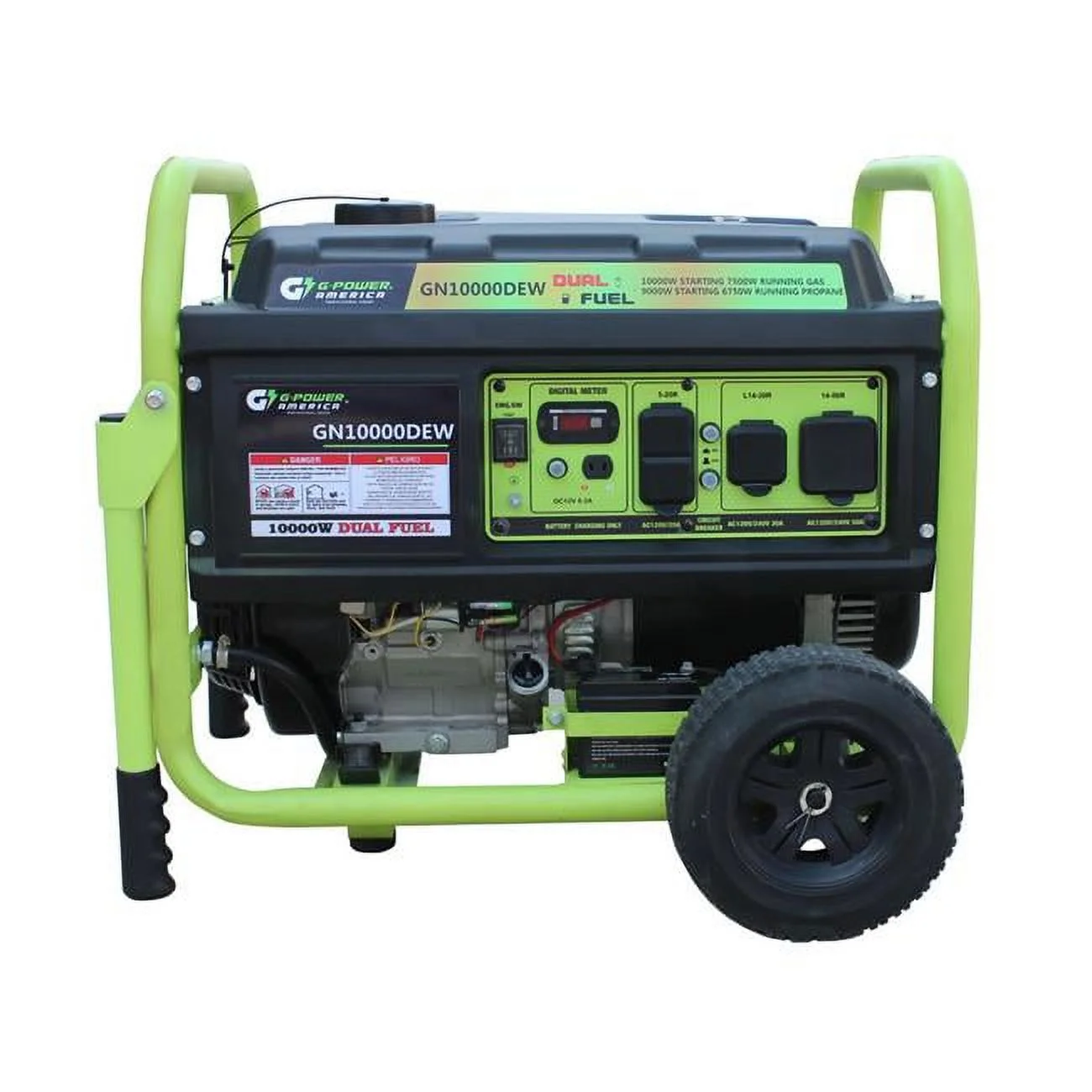 Green-Power America Pro Series 10000/7500-Watt Electrical Start Dual Fuel Portable Generator w/420cc 15HP Professional Engine, Battery Included