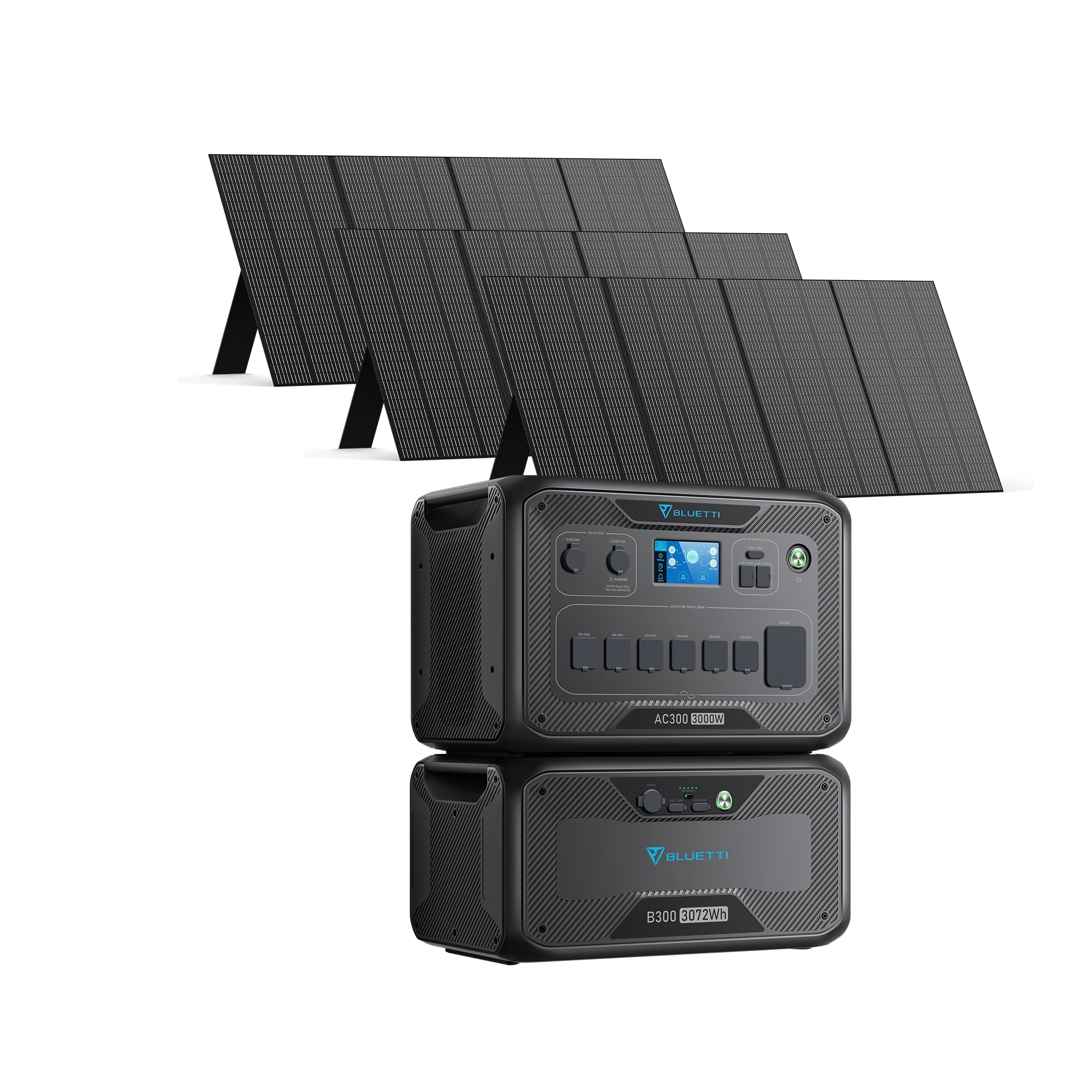 BLUETTI AC300&B300 Solar Generator Modular Power System With 3 Pcs Solar Panels 350W .6 X 3000W AC Outlets, UPS Backup Battery for Home Use, New