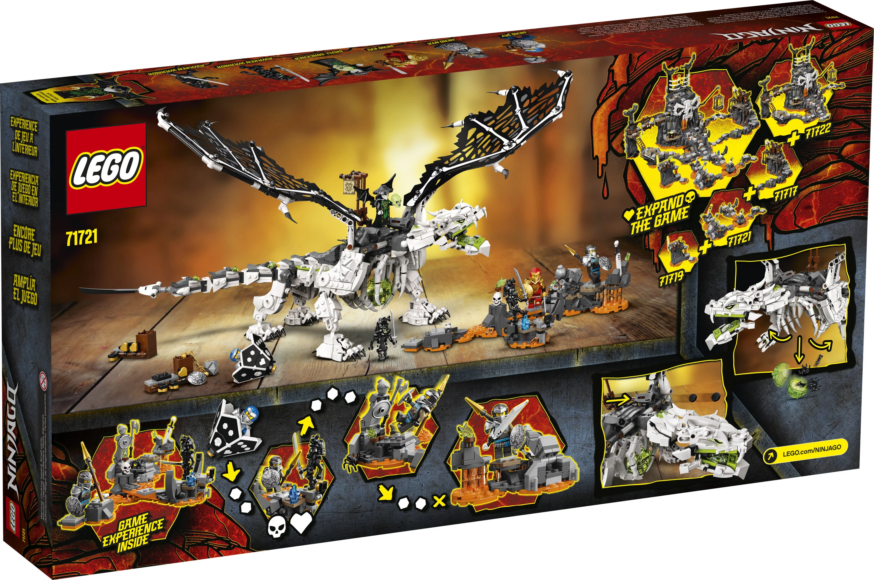 LEGO NINJAGO Skull Sorcerer’s Dragon 71721 Ninja Dragon Building Toy for Kids (1,016 Pieces)