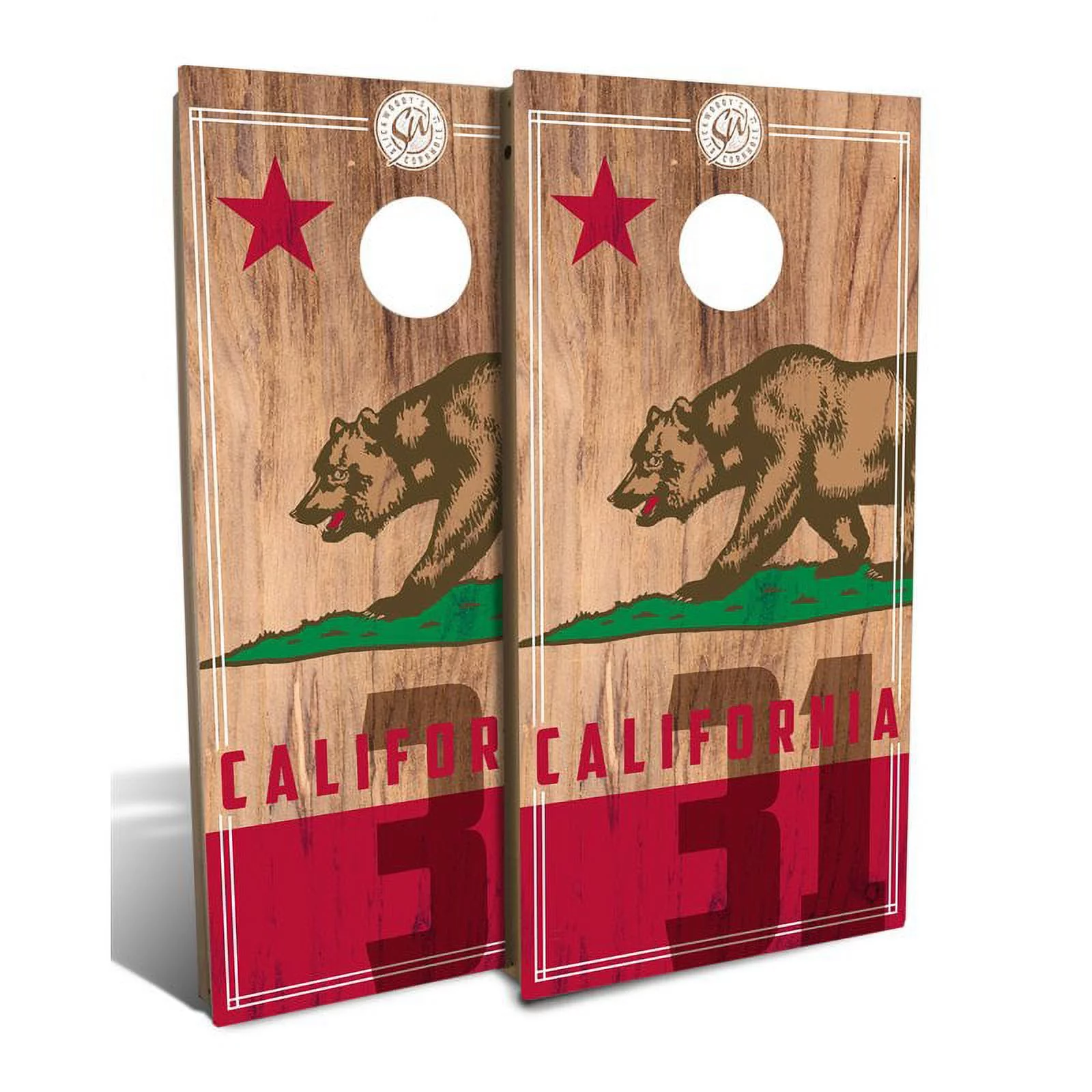 Slick Woody’s Backyard California State Flag 2.0 Cornhole Board Set in Red