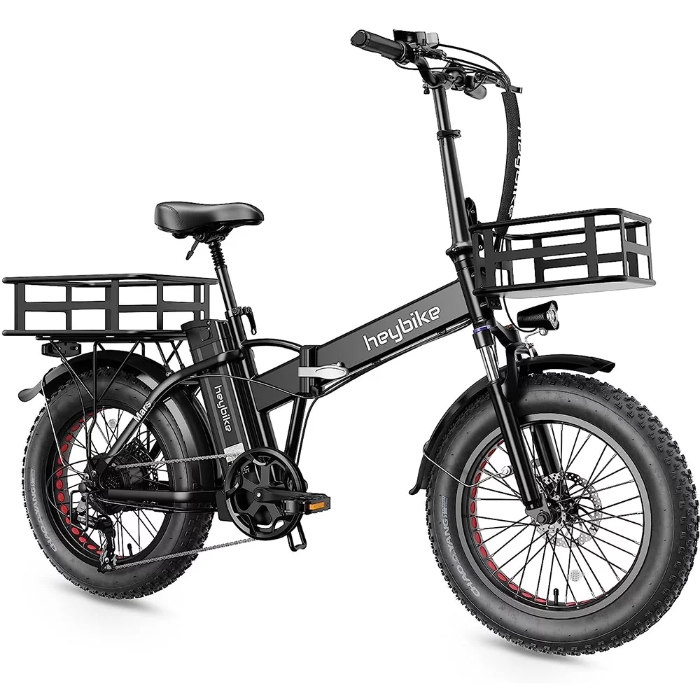 Heybike Mars Electric Bike for Adults, Foldable 20″ x 4.0 Fat Tire Electric Bicycle with 500W Motor, 48V 12.5AH Removable Battery, Shimano 7 Speed Commuting Hybrid Ebike