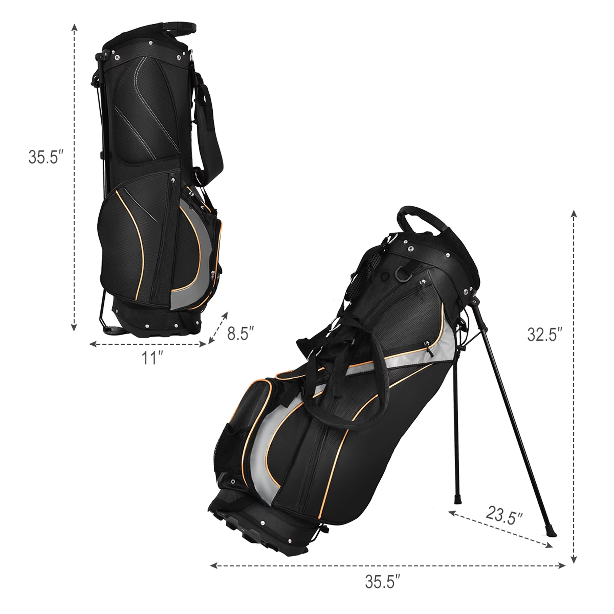 Costway Golf Stand Bag Portable Lightweight Golf Carry Club Bag w/ 8-way Divider