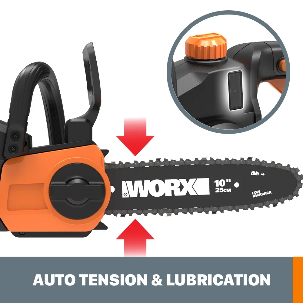 Worx WG322.9 20V Power Share 10″ Cordless Chainsaw with Auto-Tension (Tool Only)