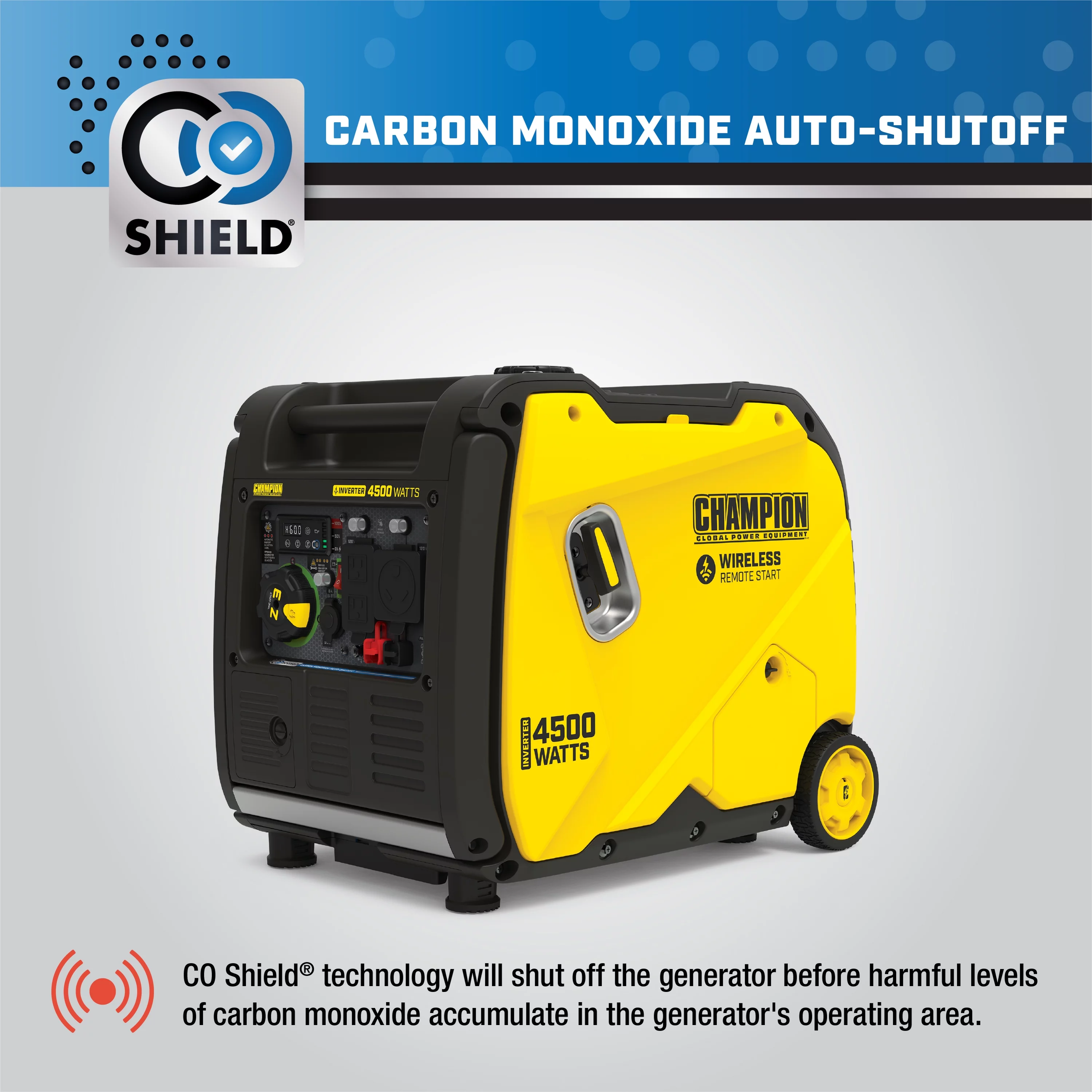 Champion Power Equipment 4500-Watt Wireless Remote Start Inverter Generator with CO Shield