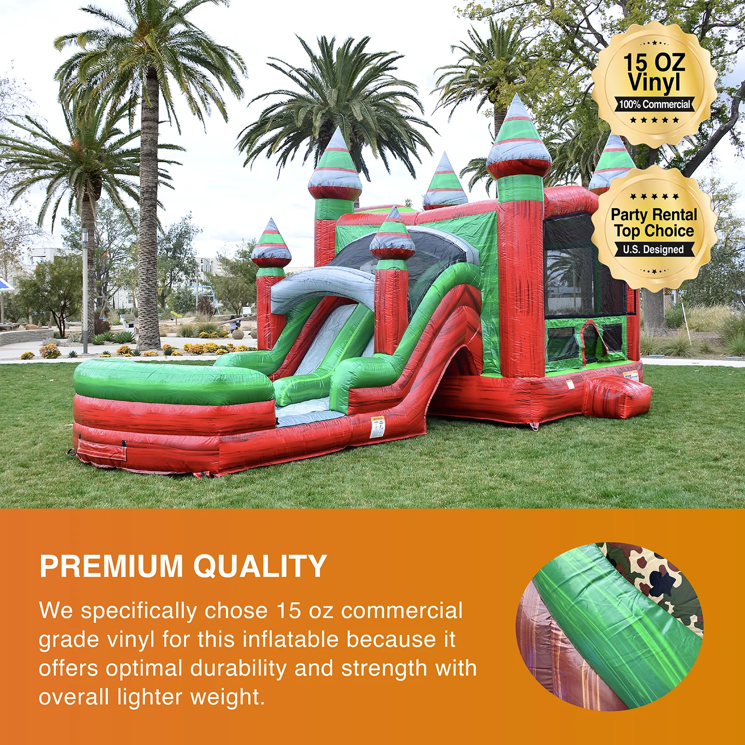 JumpOrange Castle Commercial Grade Bounce House with Slide and Pool for Kids and Adults (with Blower), Red