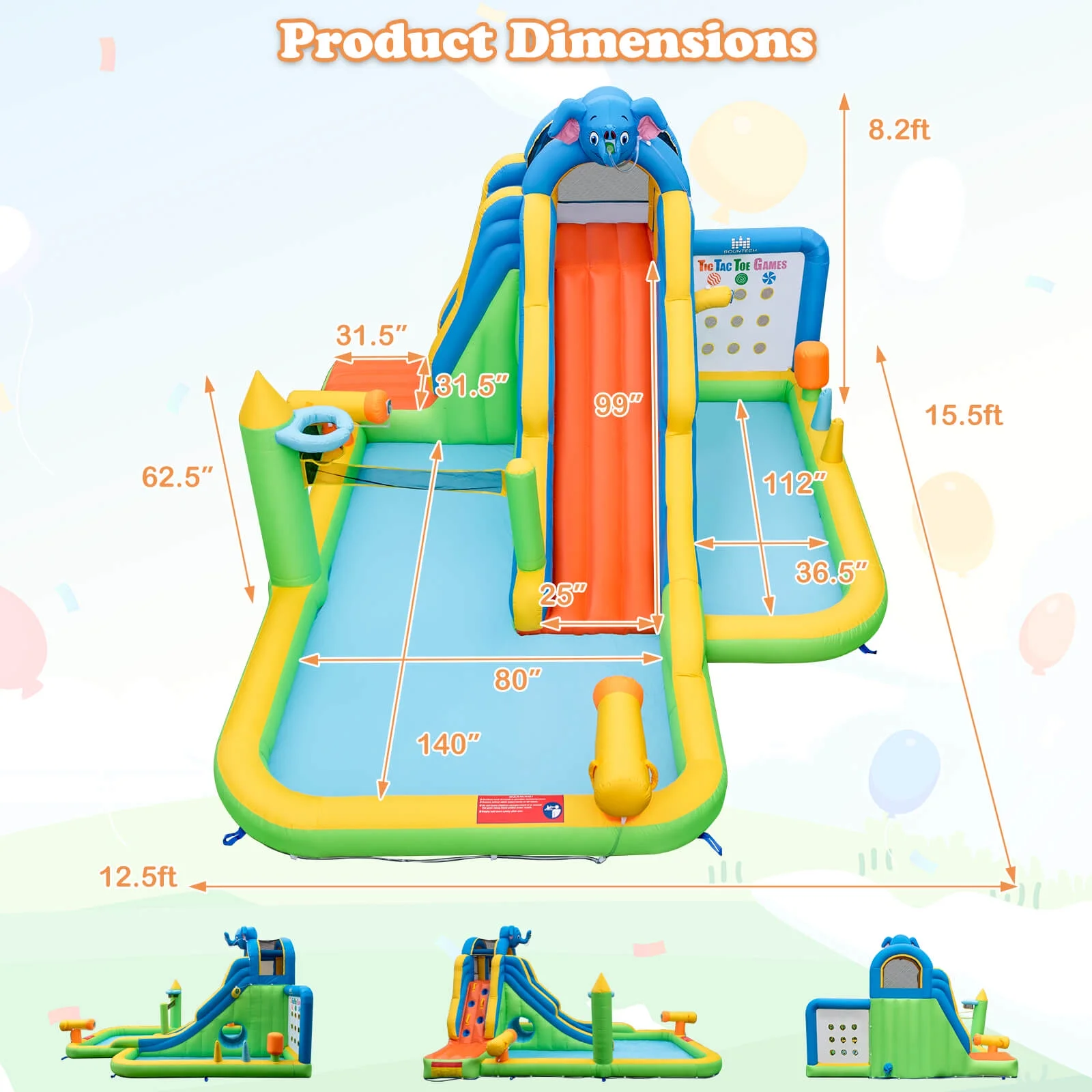 Infans Inflatable Water Slide Giant Water Park for Kids Backyard Fun with 950W Blower