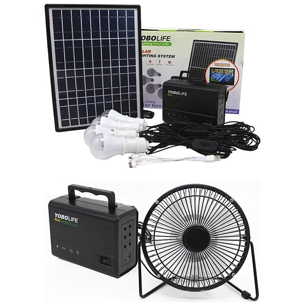 MIDUO 12V 4A Solar Power Generator Portable Battery Pack Power Station W/ 4 LED Bulbs