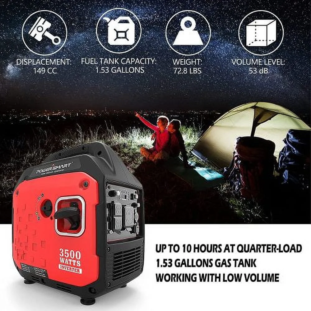 Portable Generator, 3500 Watts Inverter Generator Portable Gas Powered, 120V RV Ready Generator For Home Use, 53 dB Quiet Generator For Outdoor Camping & Travel, CARB Compliant