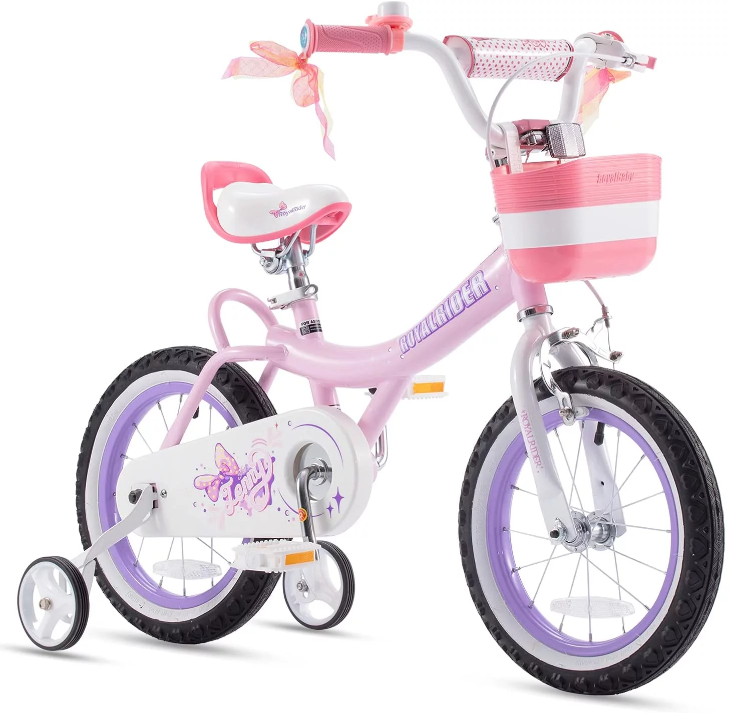 Royalbaby Jenny White 12 In Kids Bicycle with Training Wheels and Basket