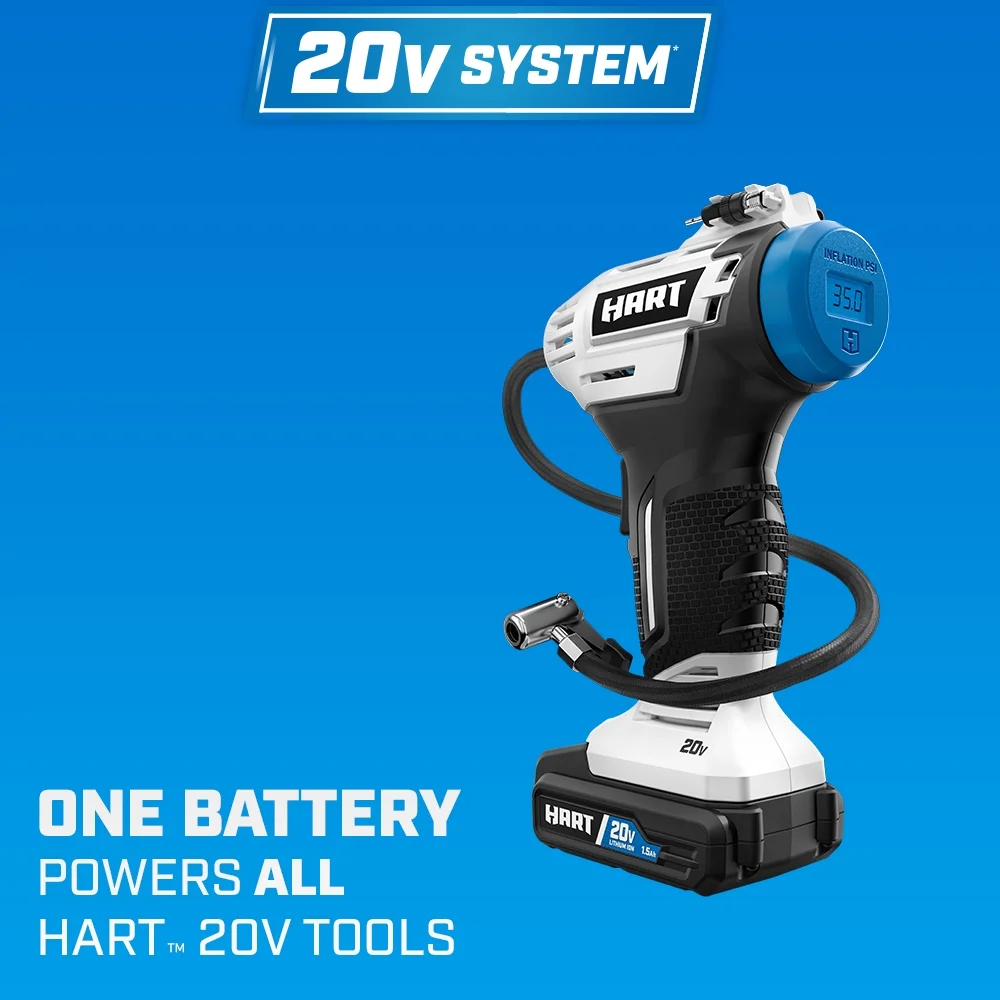 HART 20-Volt Cordless Inflator with 20-inch Hose (Battery Not Included)