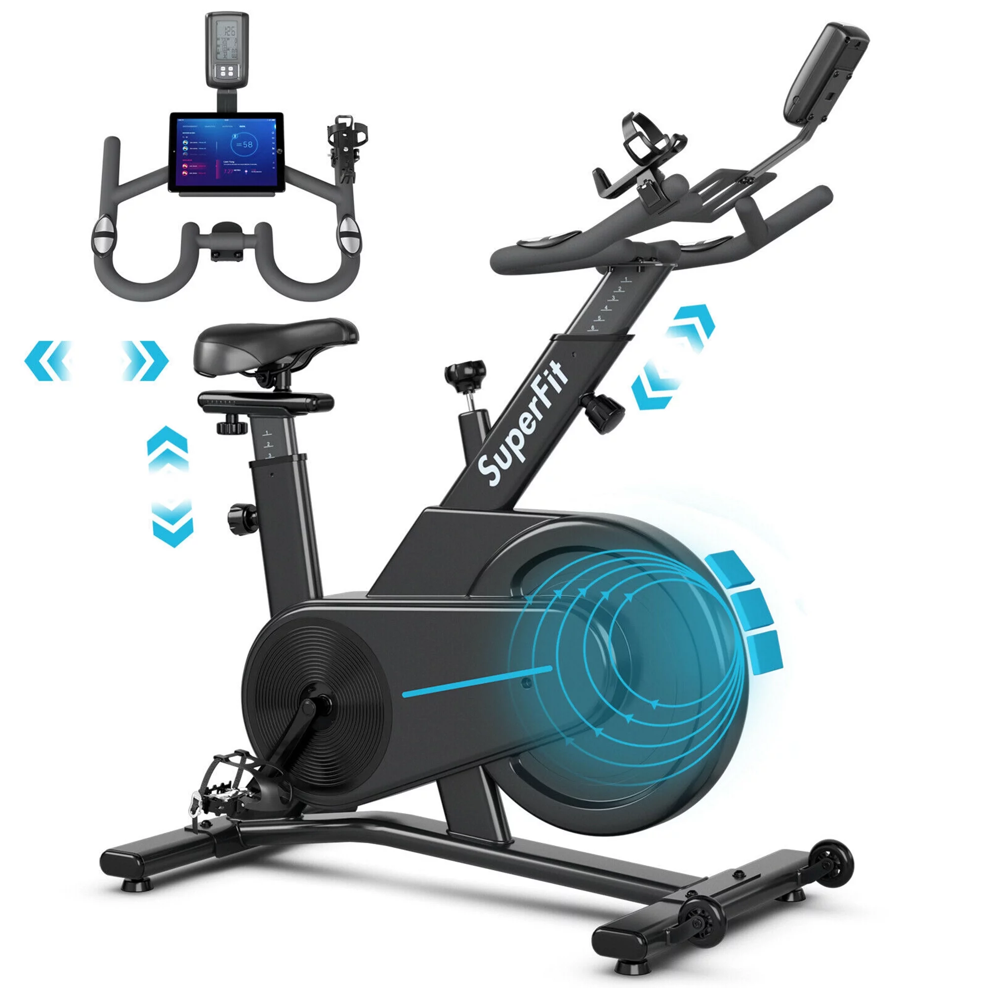 Gymax Magnetic Exercise Gym Bike Indoor Cycling Bike w/Adjustable Seat Handle