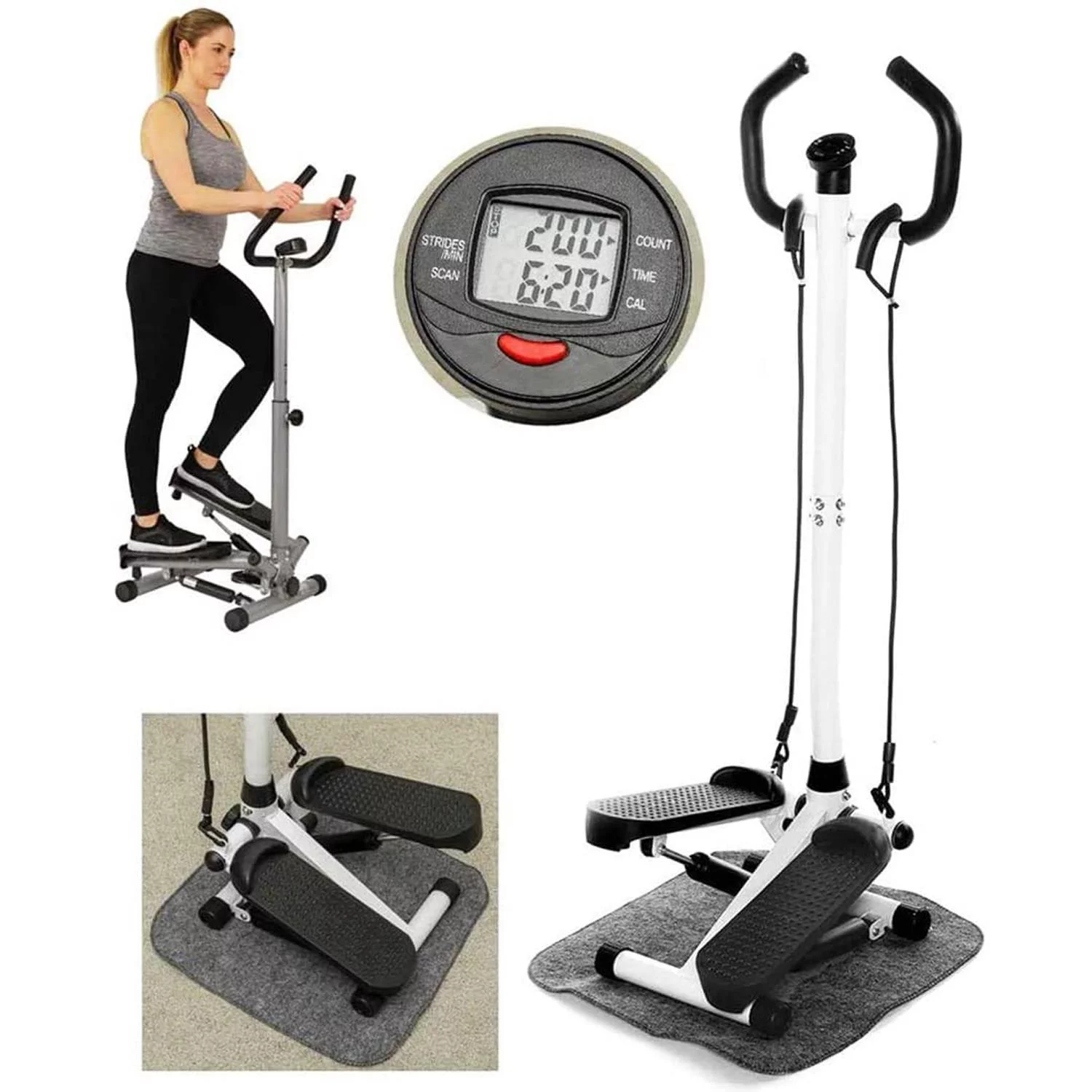 LCD Monitor Exercise Stair Stepper Machine Workout Stair Climber Stepper for Home Gym, Unbranded Fitness Machine with Handle and Resistance Bands