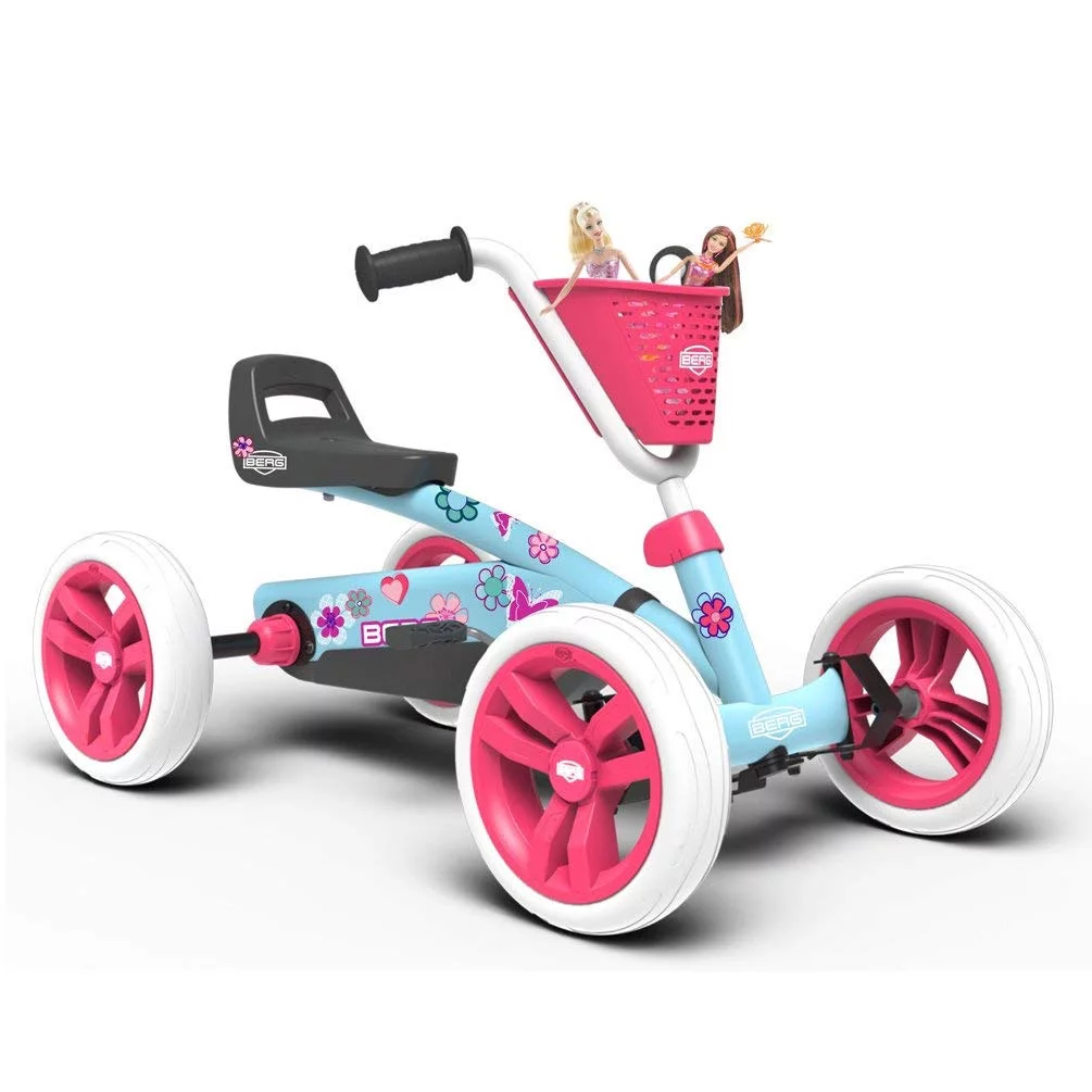 Berg Buzzy Bloom Toddler Adjustable Compact Pedal Powered Go Kart, Light Blue