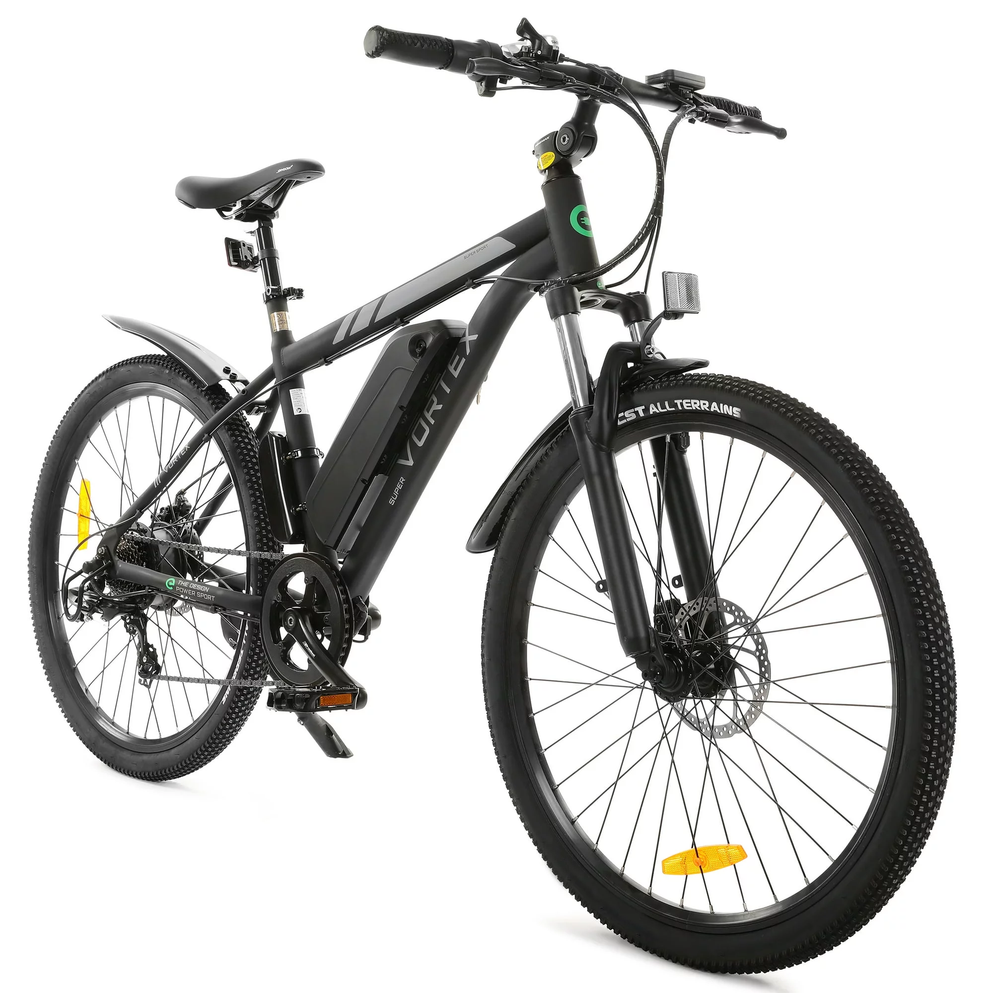 Ecotric Vortex UL Electric Bike 26 In. 36 V 350 W 12.5 AH Black City Ebike 7 Speed Pedal Assist with Suspension Front Fork & Brushless Motor Cruiser