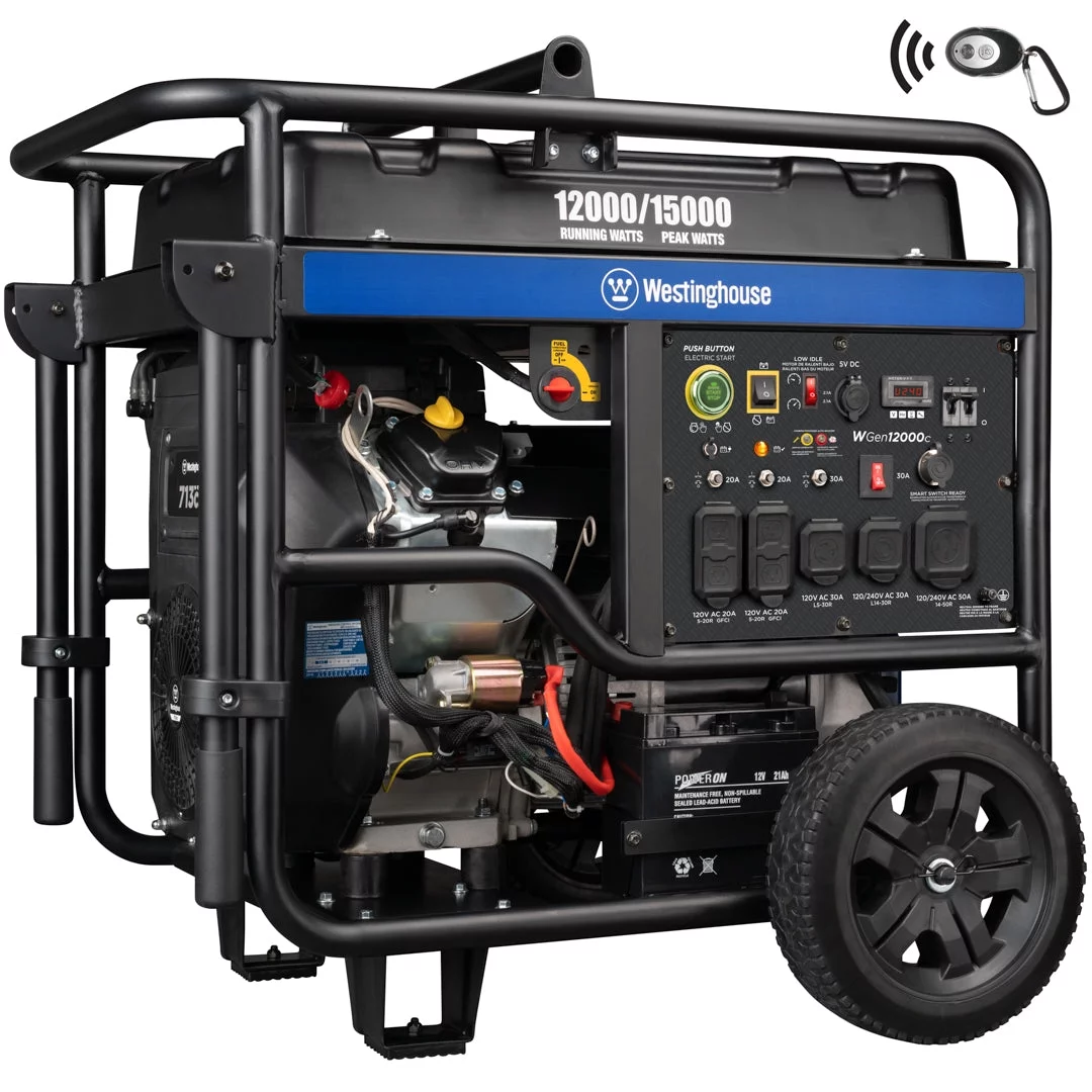 Westinghouse 15,000 Peak Watt Home Backup Portable Gas Generator with Electric Start & CO Sensor