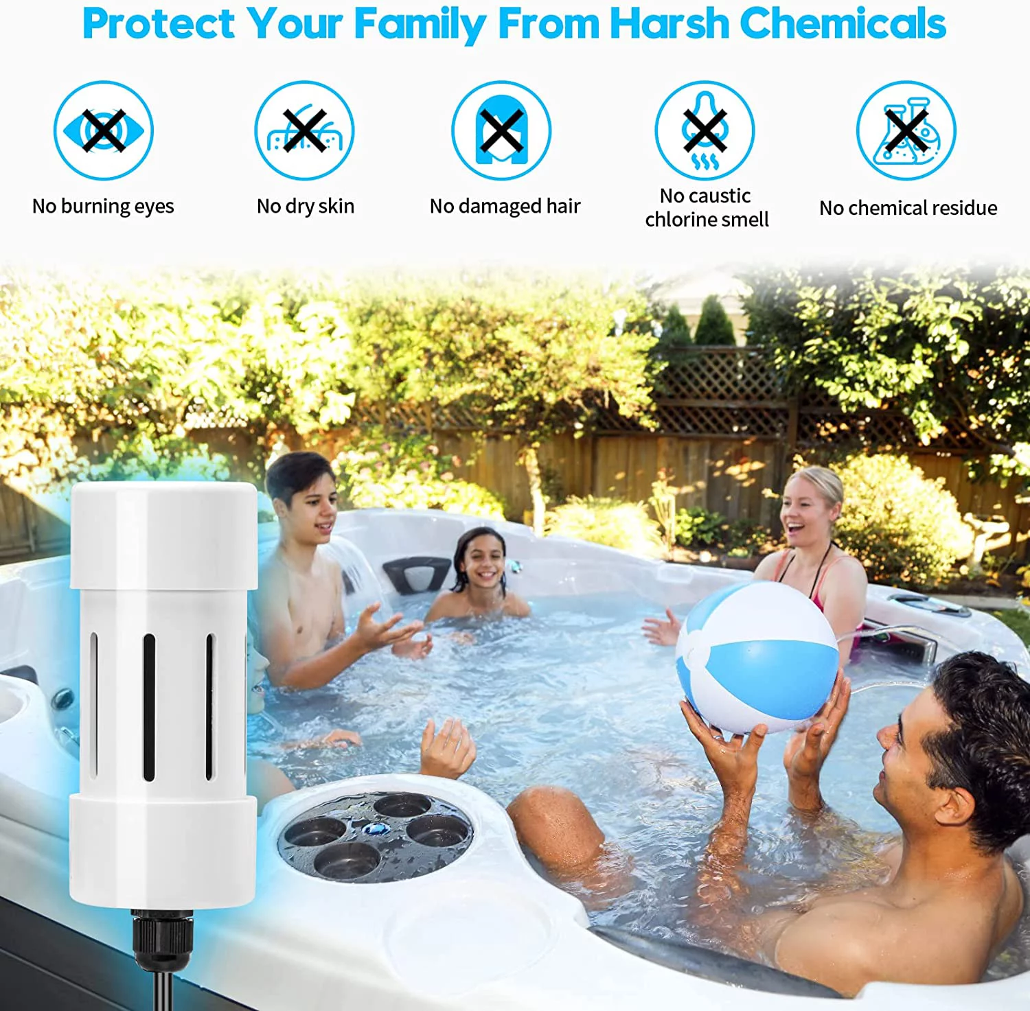 Briidea Chlorine Generator with USA Titanium Salt Cell, for Hot Tubs & Swim Spas, up to 2000 Gallons