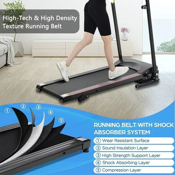 Folding Treadmill with Incline 2.5HP 12KM/H Electric Treadmill for Home Foldable, Bluetooth Music Cup Holder Heart Rate Sensor Walking Running Machine for Indoor Home Gym Exercise Fitness