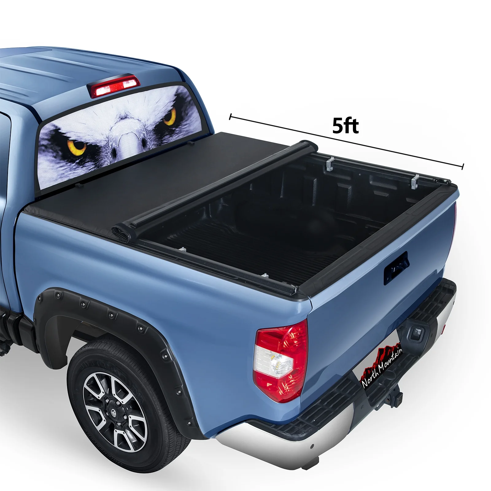 North Mountain 5ft Soft Tri Fold Truck Tonneau Cover, Fits for 2016 – 2023 Toyota Tacoma 5ft (59.8″-60.5″)Fleetside/Styleside Truck Bed, not for Flareside/Stepside Bed.