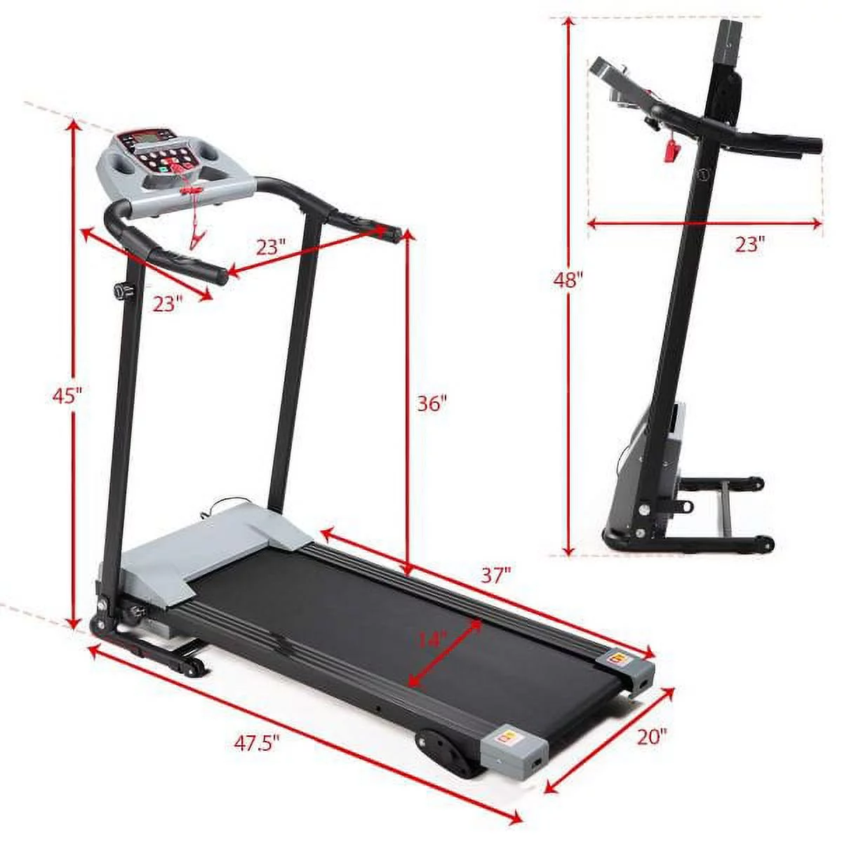 Clearance!Electric Treadmill, Folding Treadmill with 16″ Wide Running Machine Max Speed 7.0 MPH Walking Jogging Running Exercise Machine for Home Office