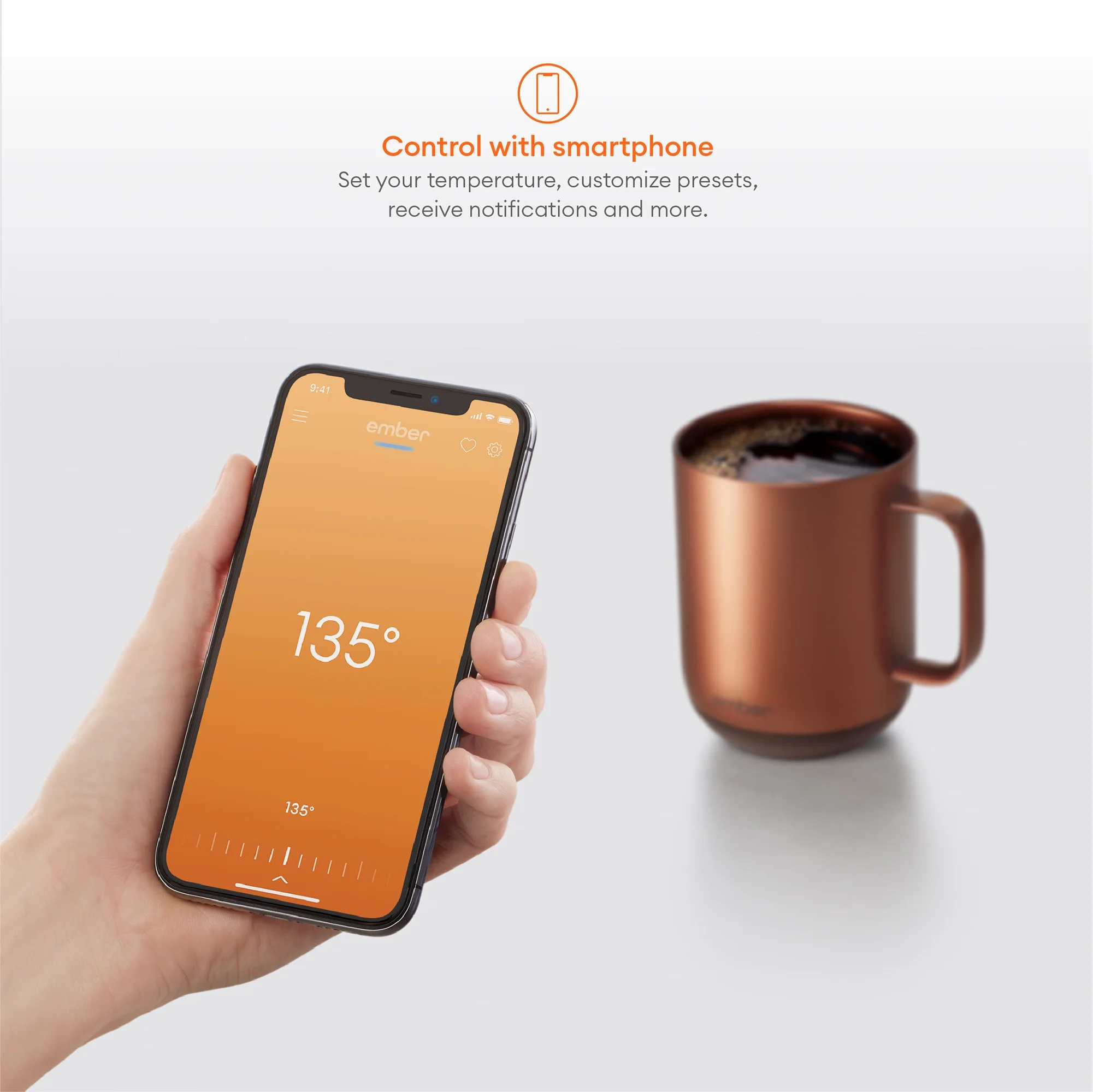 Ember Temperature Control Smart Mug 2, 10 oz, Copper, 1.5-hr Battery Life – App Controlled Heated Coffee Mug – Improved Design