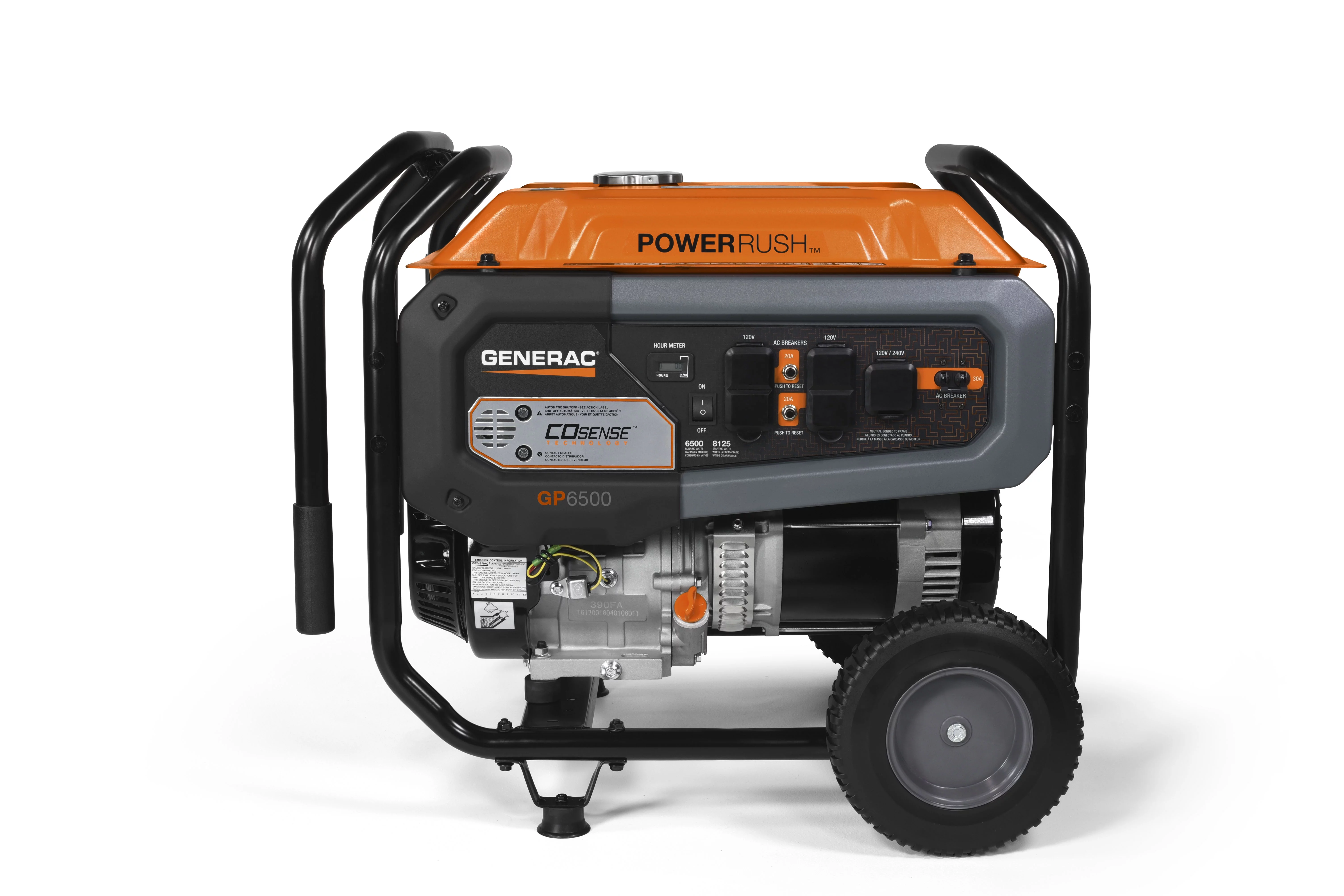 Generac 7672 GP6500 6500 Watt Manual Start Gas Powered Portable Generator with Cord and CoSense -49 ST