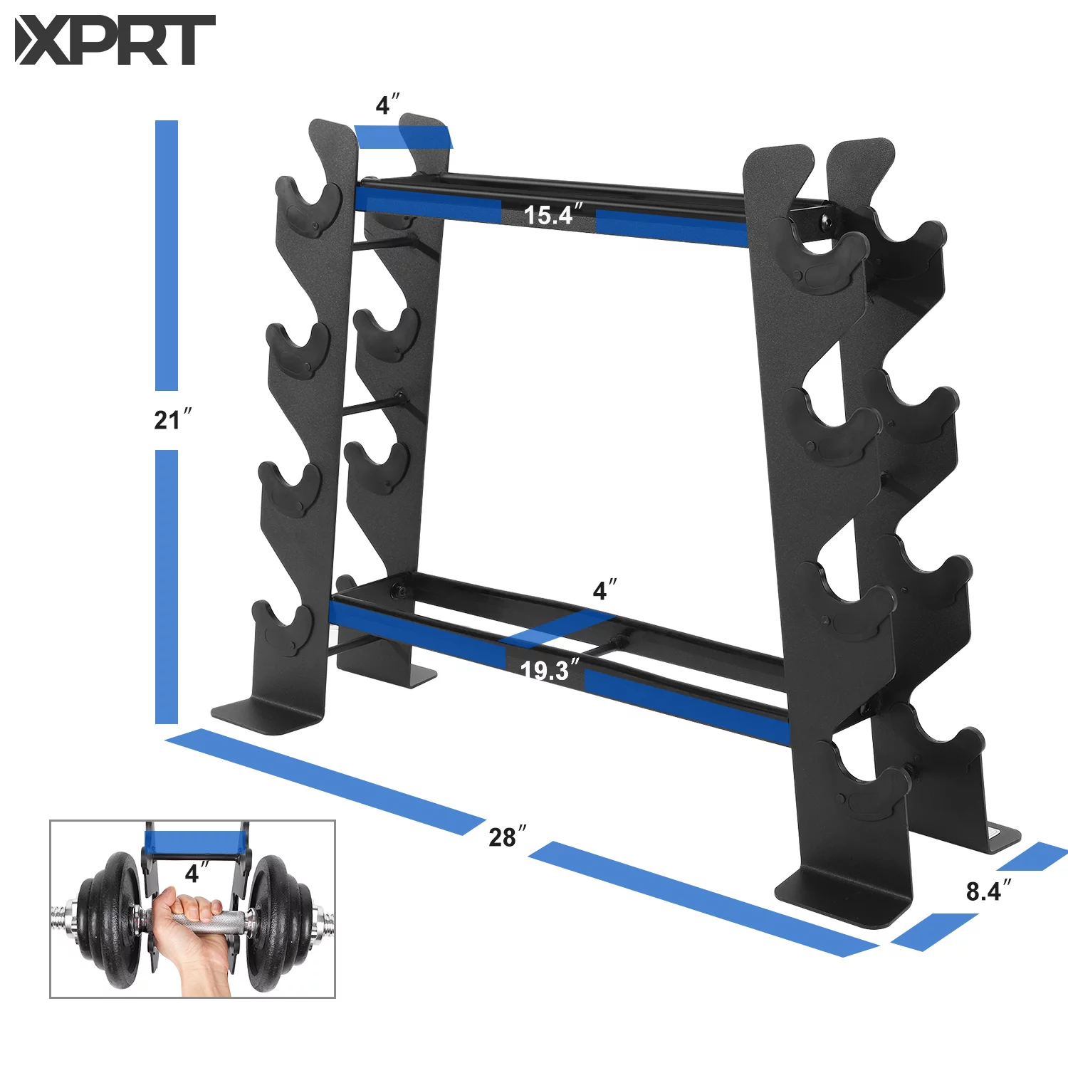 XPRT Fitness Heavy-duty Dumbbell Rack ?C Dumbbell Storage Rack, Holds up to 400 Lbs. ?C 2 Tiers Rack, Ideal for 5-30 Lbs. Dumbbells ?C Compact Design, Ideal Home Gym Equipment