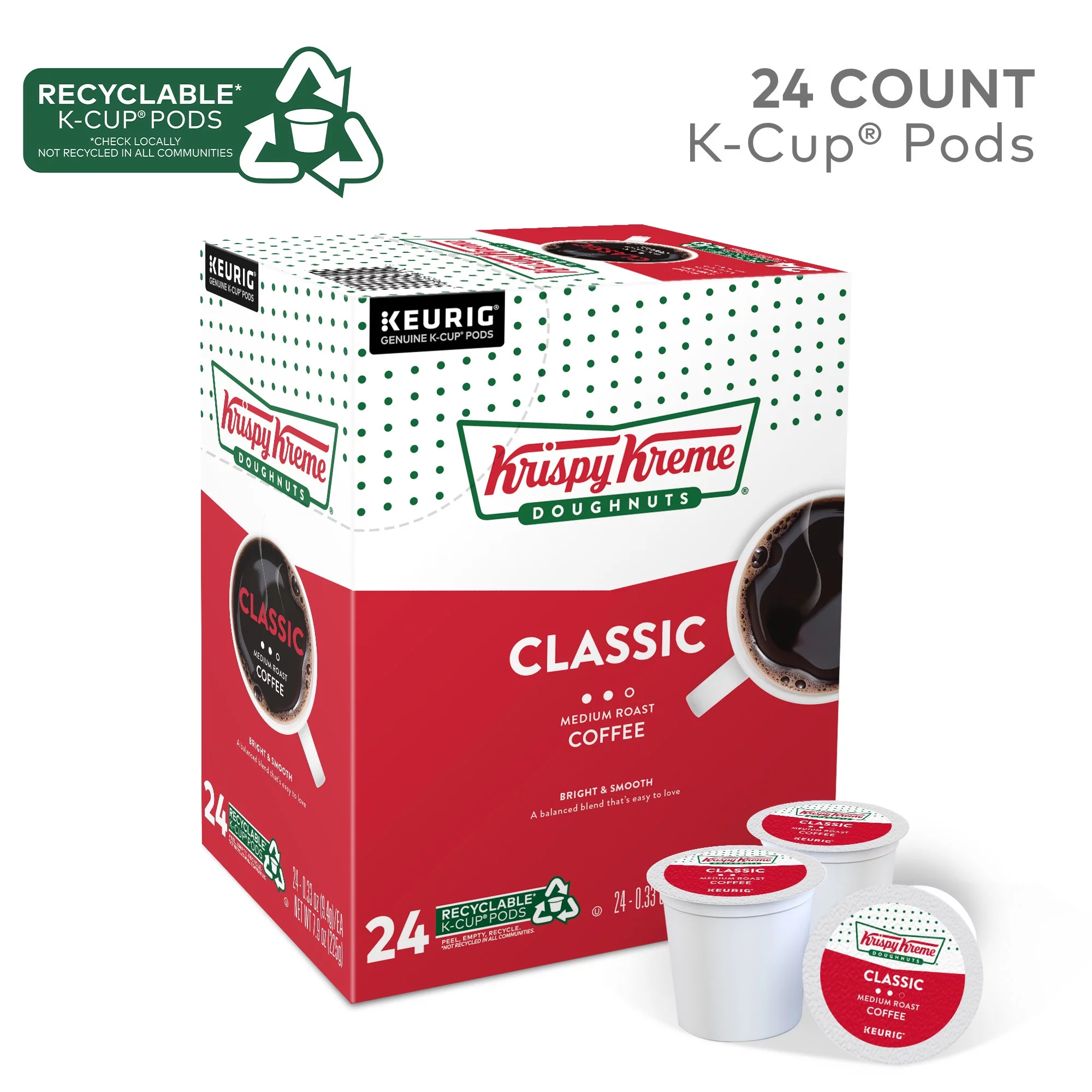 Krispy Kreme Classic Coffee, Keurig Single Serve K-Cup Pods, Medium Roast, 24 Count