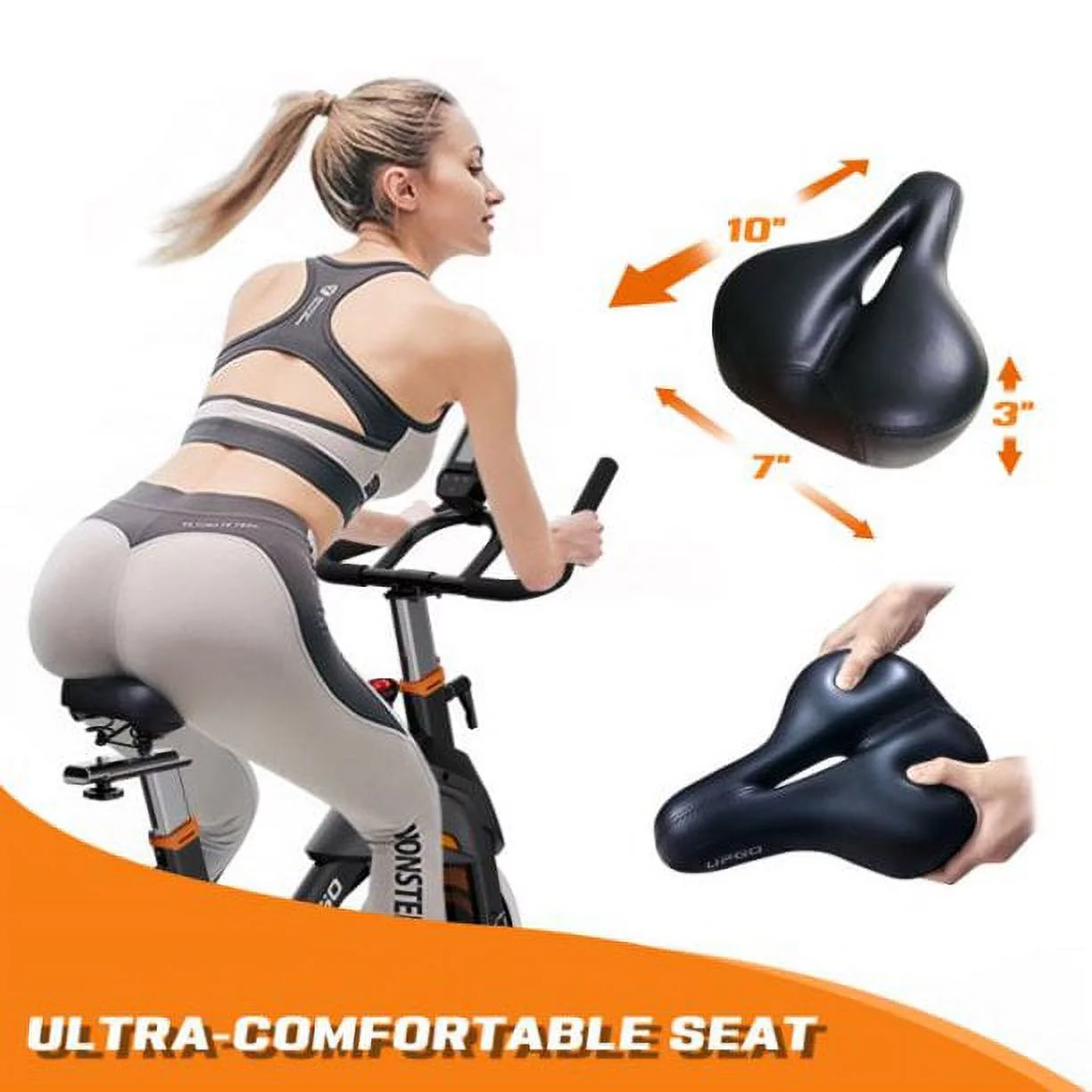 UPGO Indoor Cycling Stationary Exercise Bike for Home with 330LBS Capacity and Comfortable Seat Cushion, Silent Belt Drive, iPad Holder,